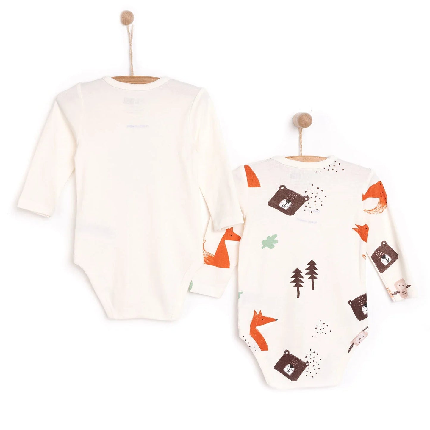 HelloBaby Boy 2 - Pack Long Sleeve Bodysuit - Beige - mezetto ebebek ebebek