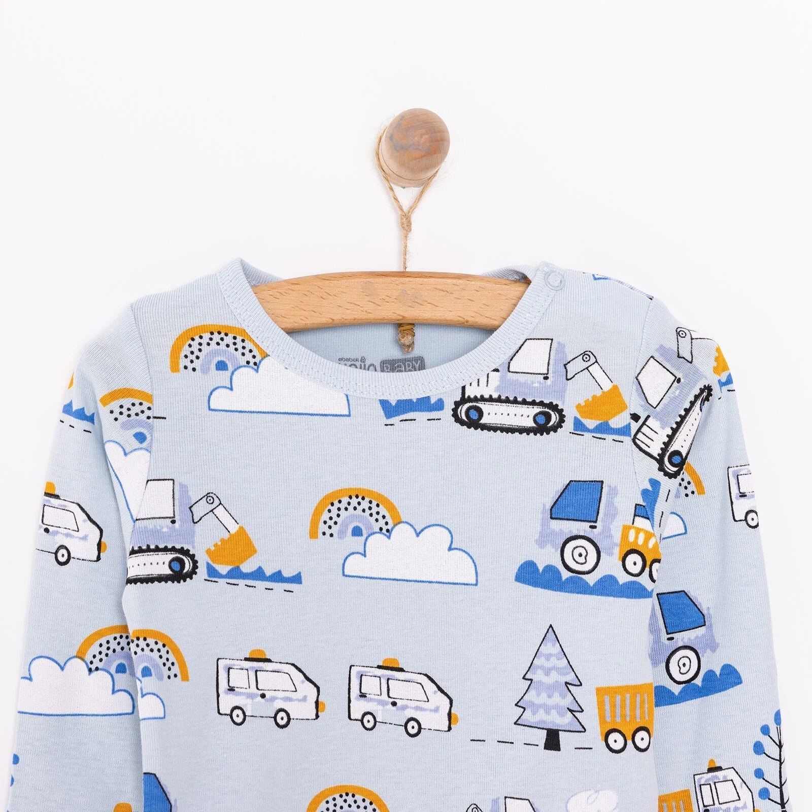 HelloBaby Boy 2 - Pack Long Sleeve Bodysuit - Blue - mezetto ebebek ebebek