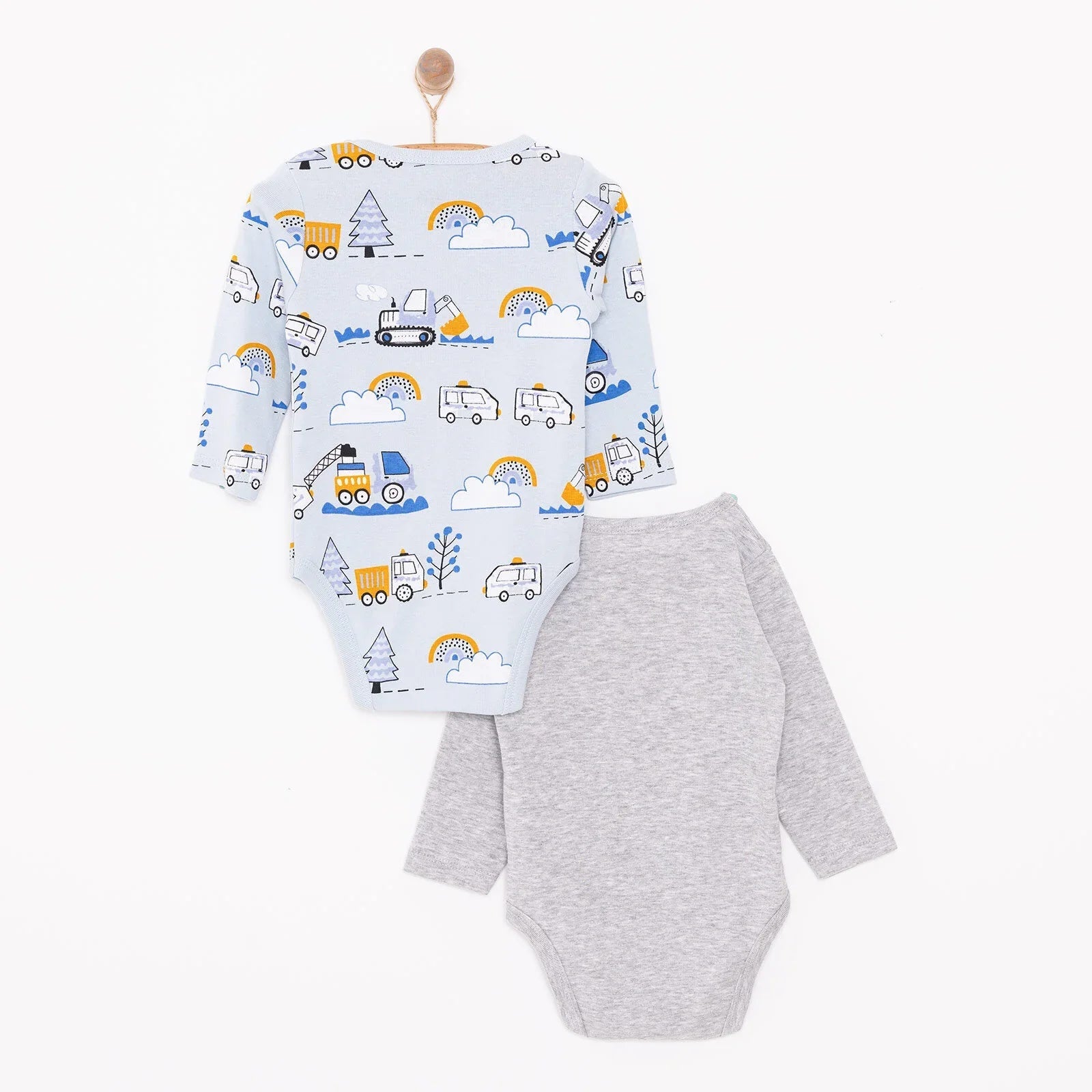 HelloBaby Boy 2 - Pack Long Sleeve Bodysuit - Blue - mezetto ebebek ebebek