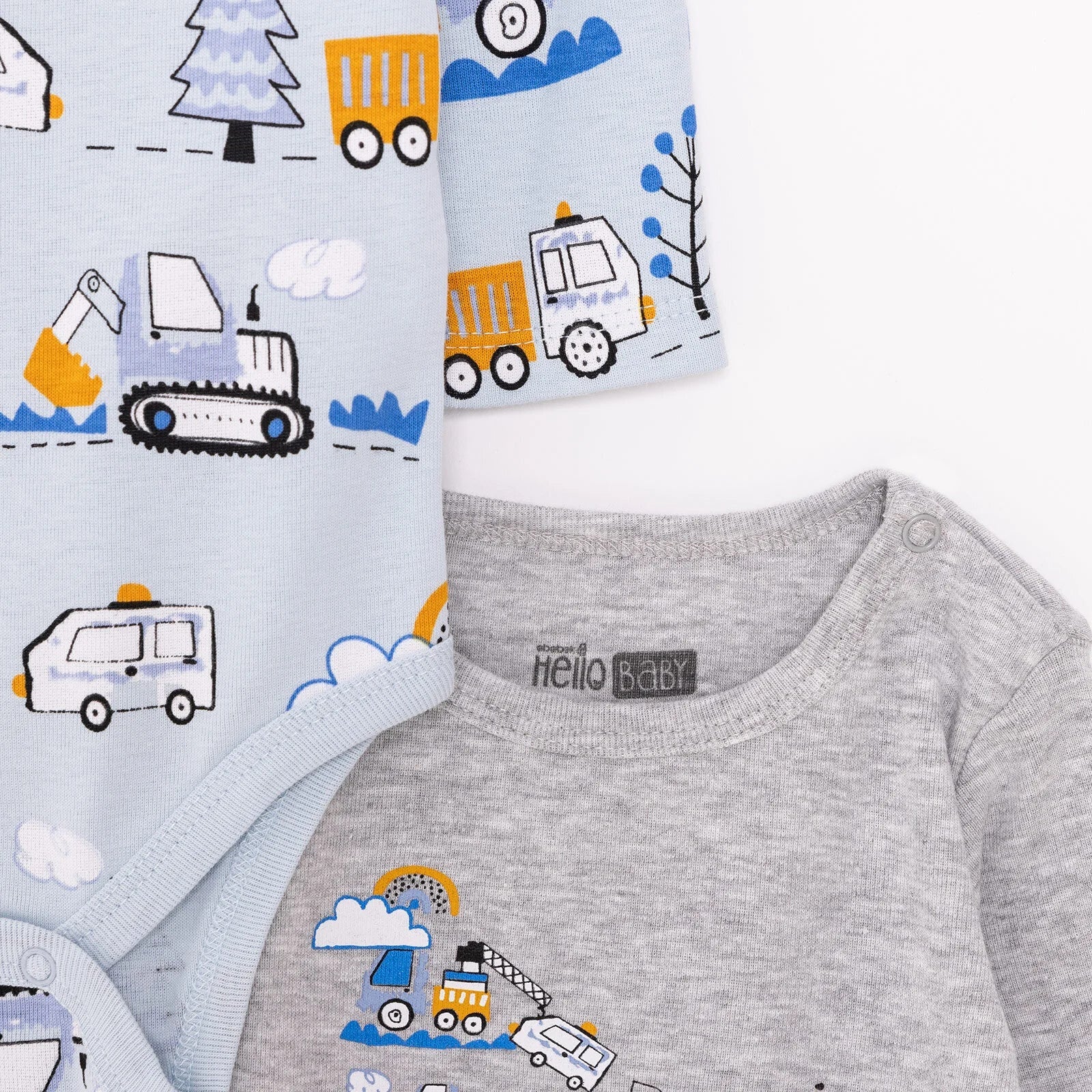 HelloBaby Boy 2 - Pack Long Sleeve Bodysuit - Blue - mezetto ebebek ebebek