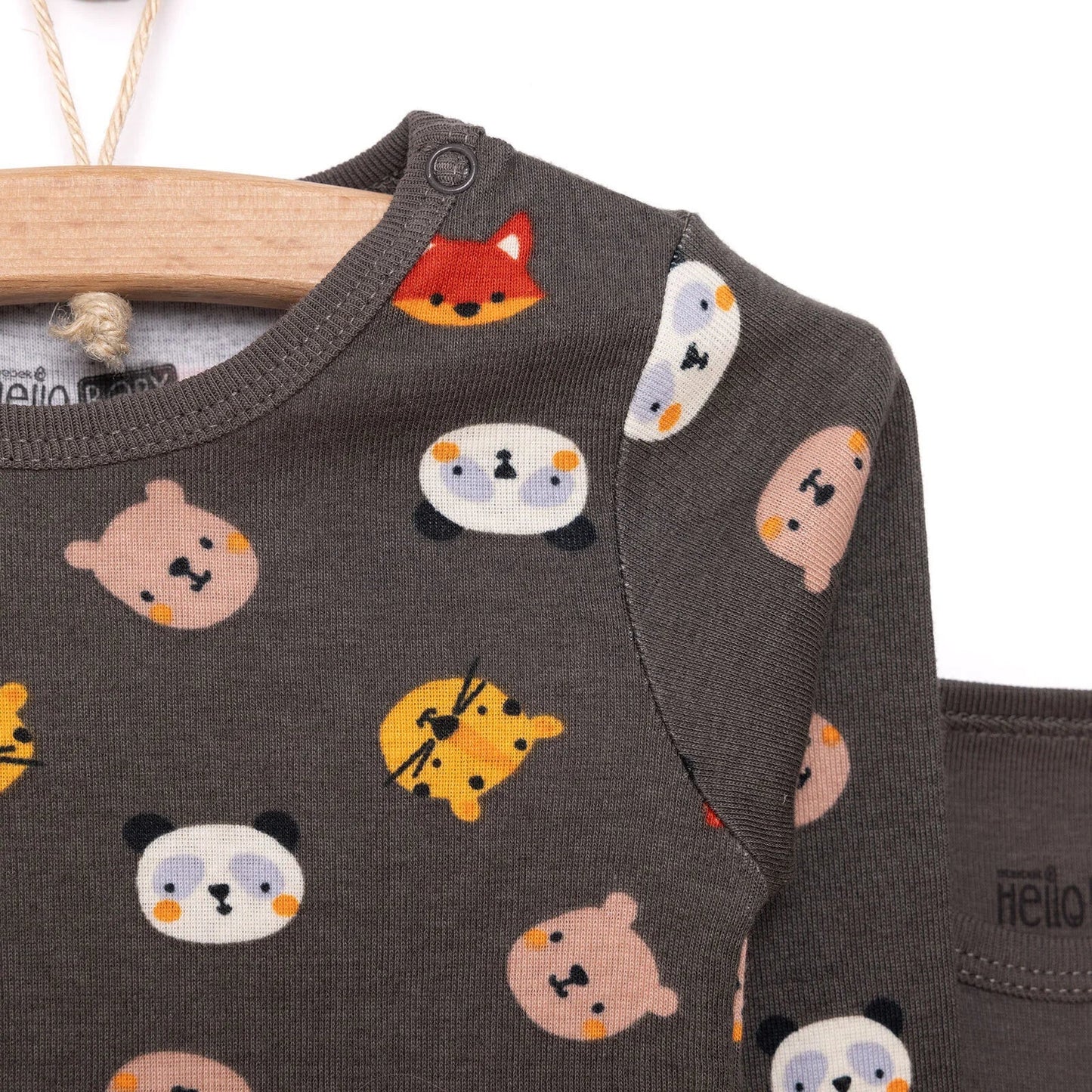 HelloBaby Boy 2 - Pack Long Sleeve Bodysuit - Dark Grey - mezetto ebebek ebebek