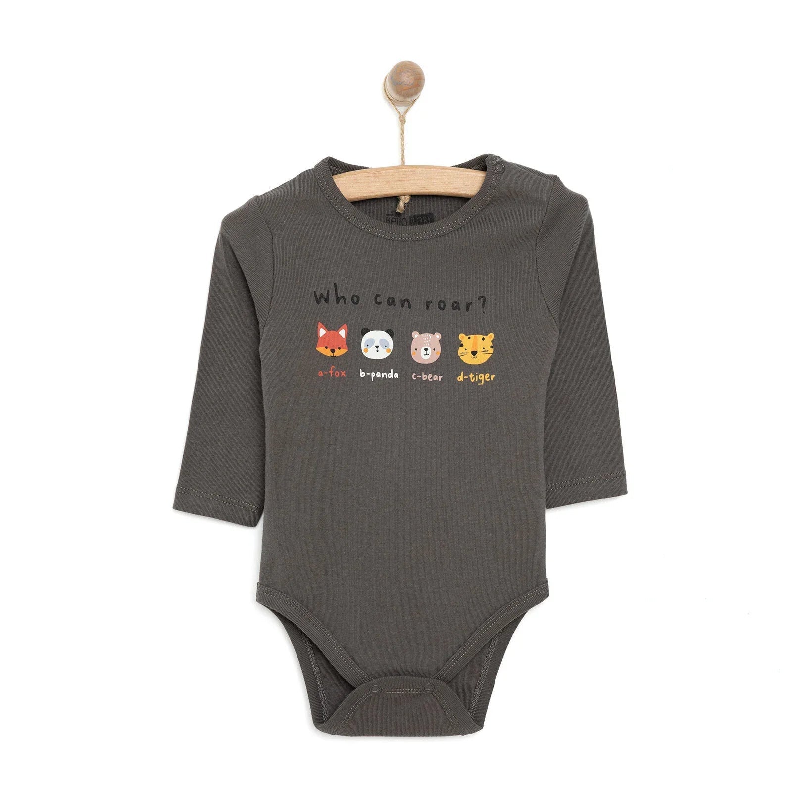 HelloBaby Boy 2 - Pack Long Sleeve Bodysuit - Dark Grey - mezetto ebebek ebebek