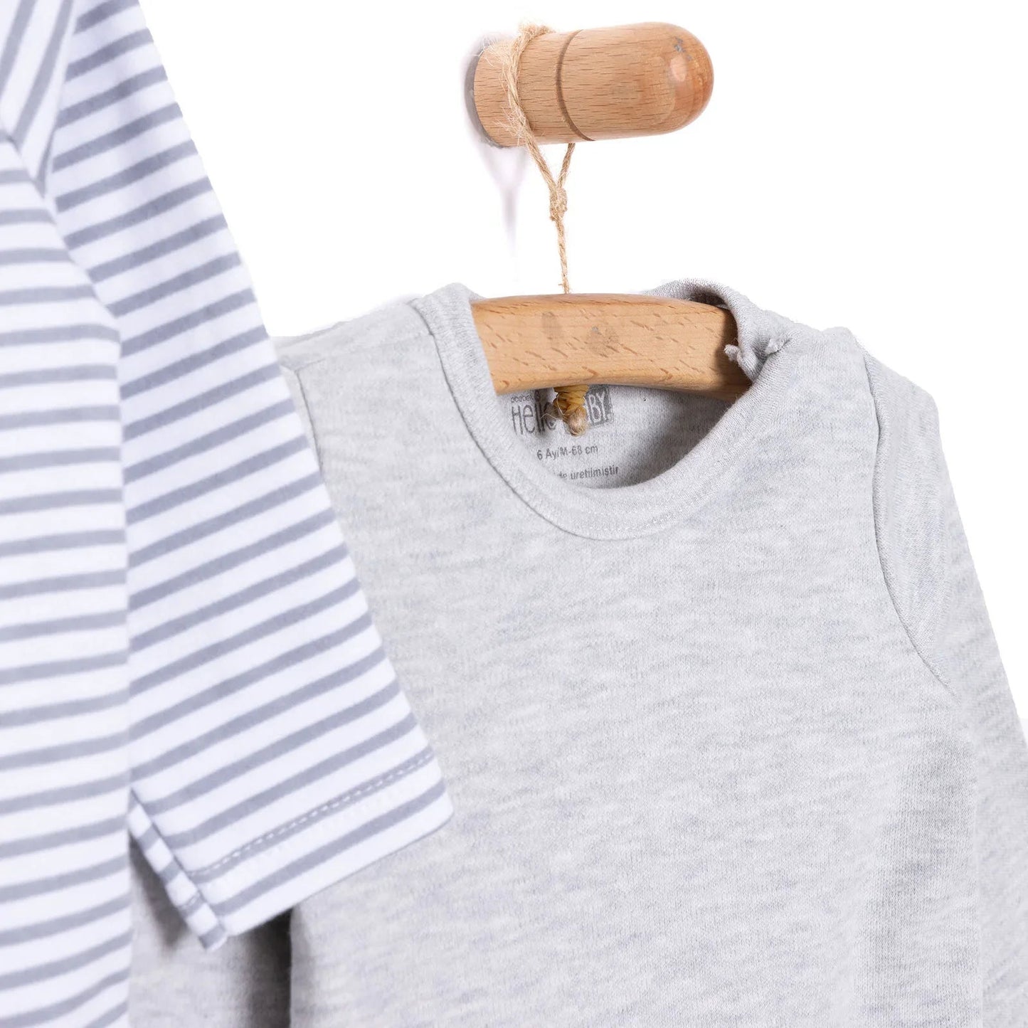 HelloBaby Boy 2 - Pack Long Sleeve Bodysuit - Grey Melange - mezetto ebebek ebebek