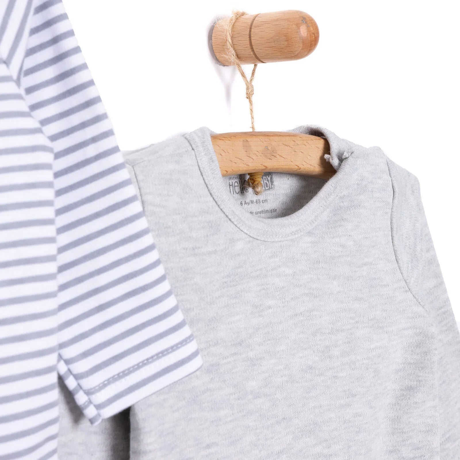 HelloBaby Boy 2 - Pack Long Sleeve Bodysuit - Grey Melange - mezetto ebebek ebebek