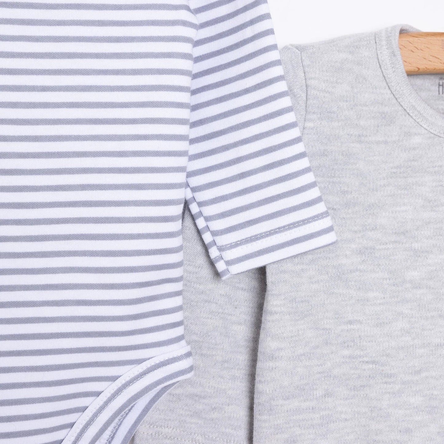 HelloBaby Boy 2 - Pack Long Sleeve Bodysuit - Grey Melange - mezetto ebebek ebebek