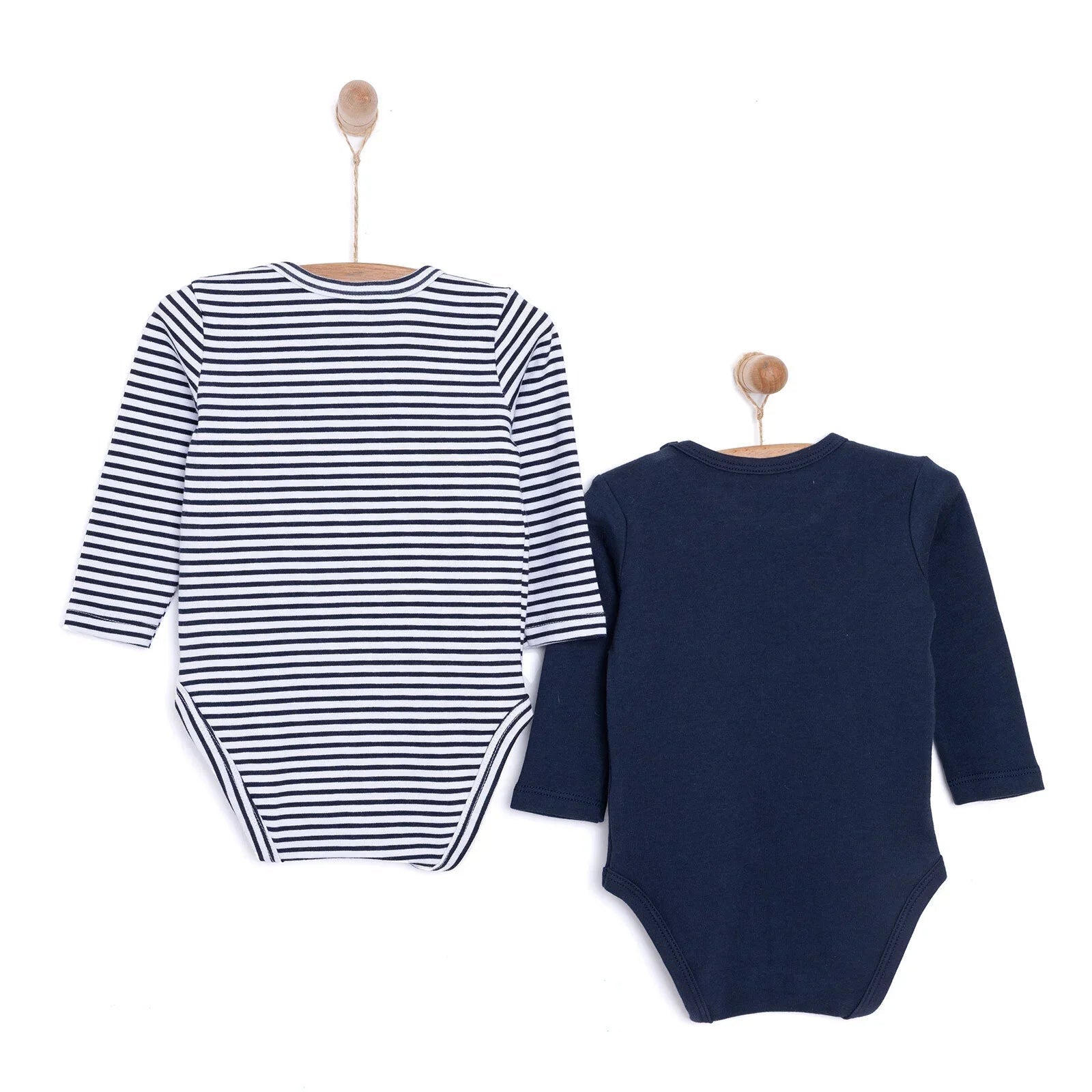 HelloBaby Boy 2 - Pack Long Sleeve Bodysuit - Navy Blue - mezetto ebebek ebebek