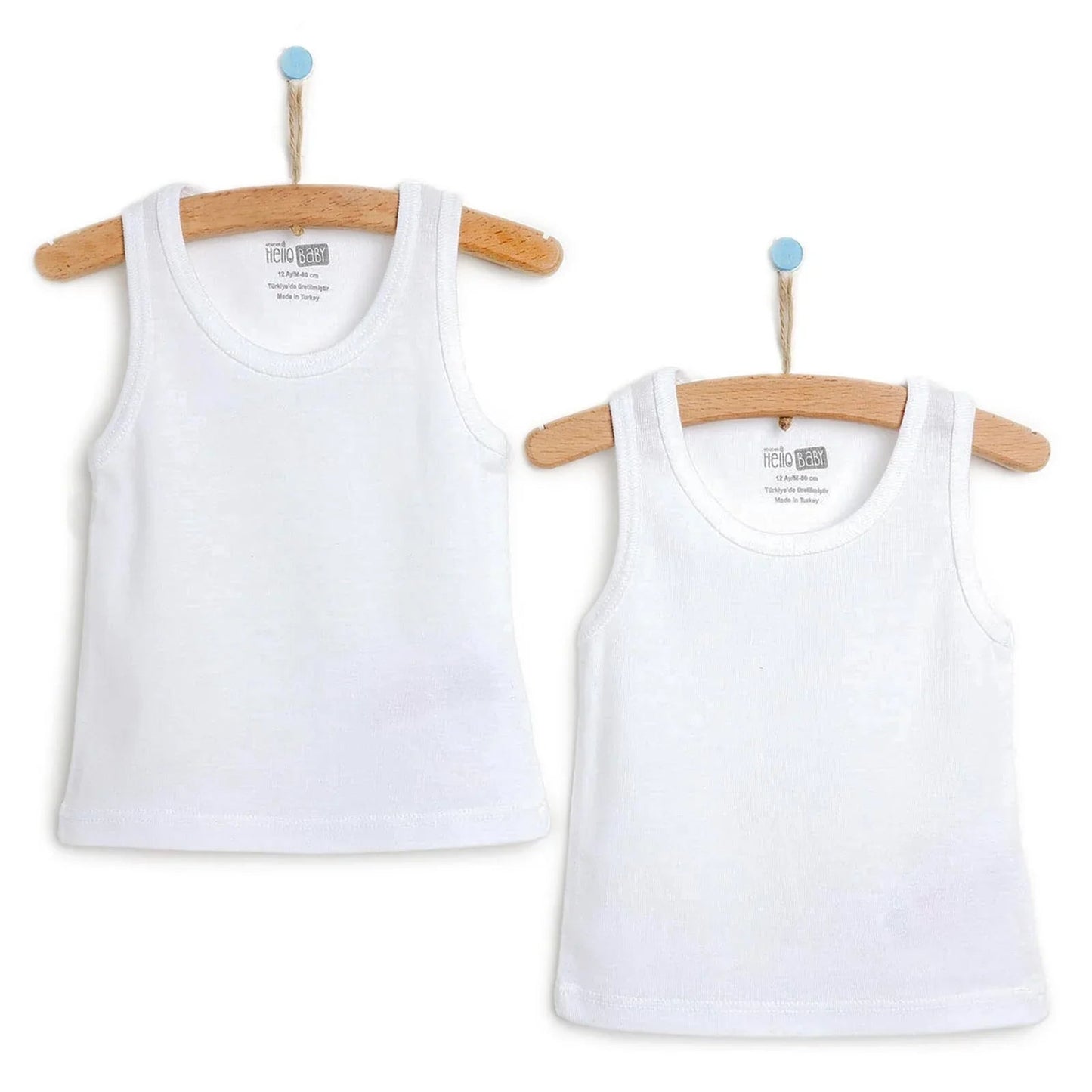 HelloBaby Boy 2 - Pack Tanks - White - mezetto ebebek ebebek