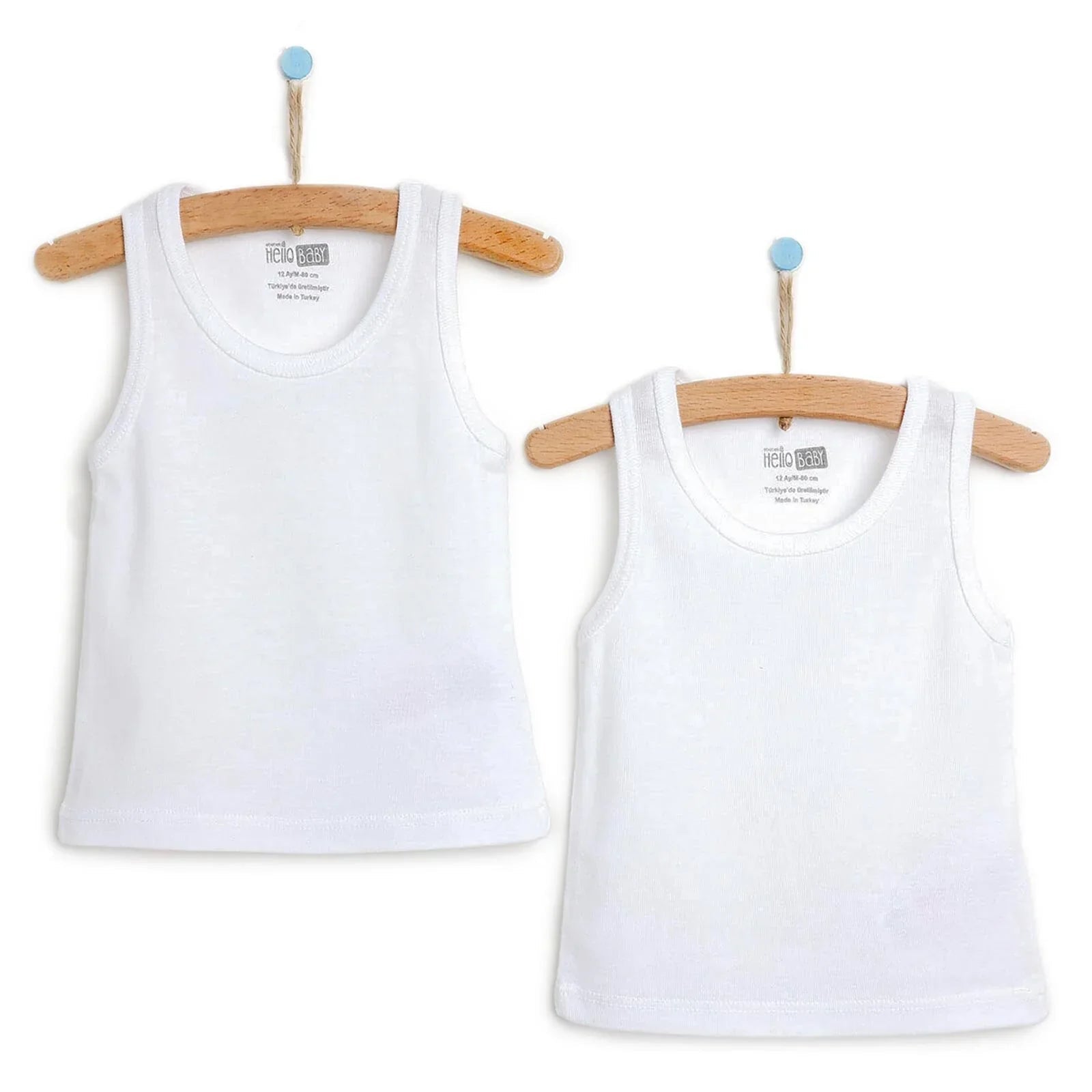 HelloBaby Boy 2 - Pack Tanks - White - mezetto ebebek ebebek