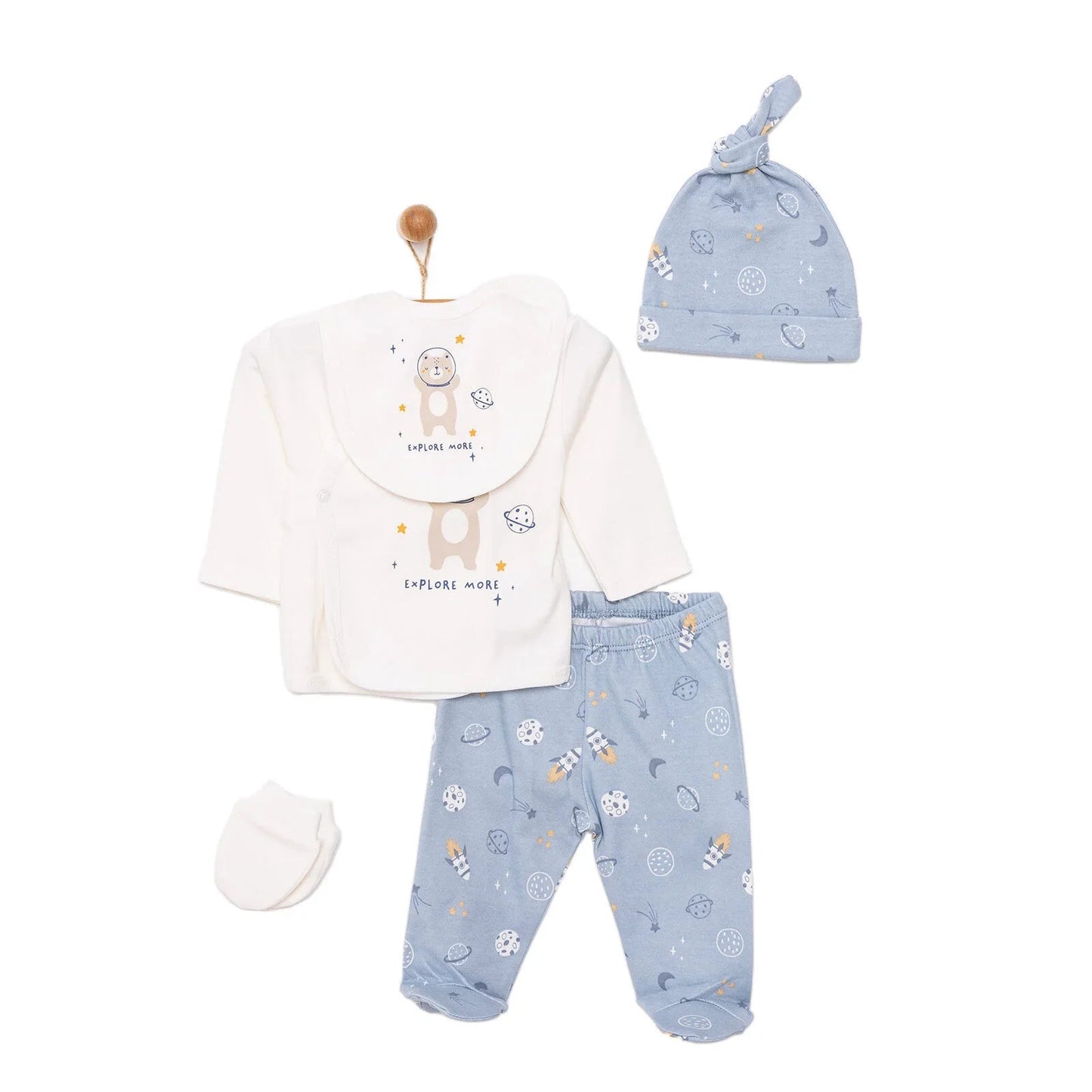 HelloBaby Boy 5 Piece Newborn Gift Set - Blue - mezetto ebebek ebebek