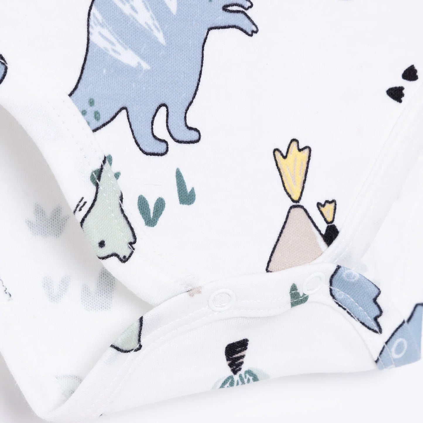 HelloBaby Boy Dino Printed Long Sleeve Bodysuit - White - mezetto ebebek ebebek
