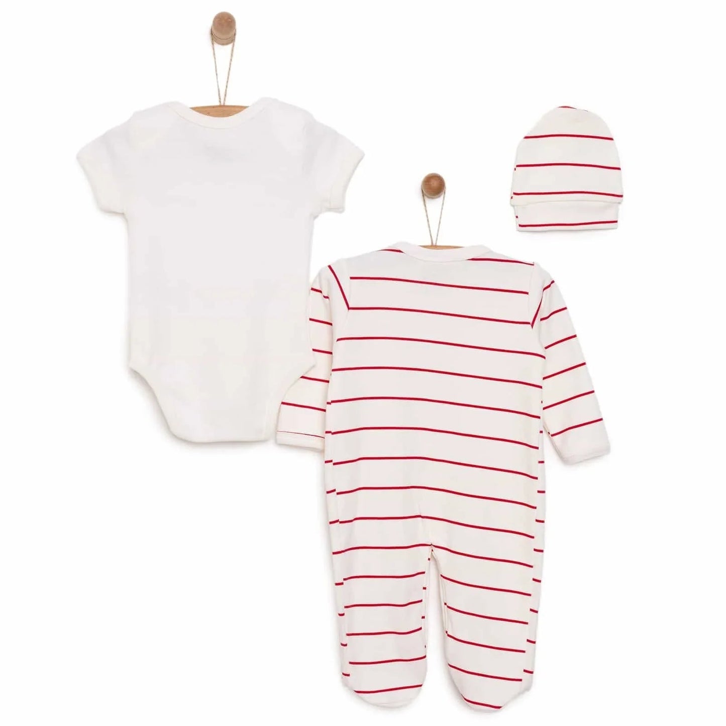 HelloBaby Boy Jumpsuit - Hat - Top - Ecru - mezetto ebebek ebebek