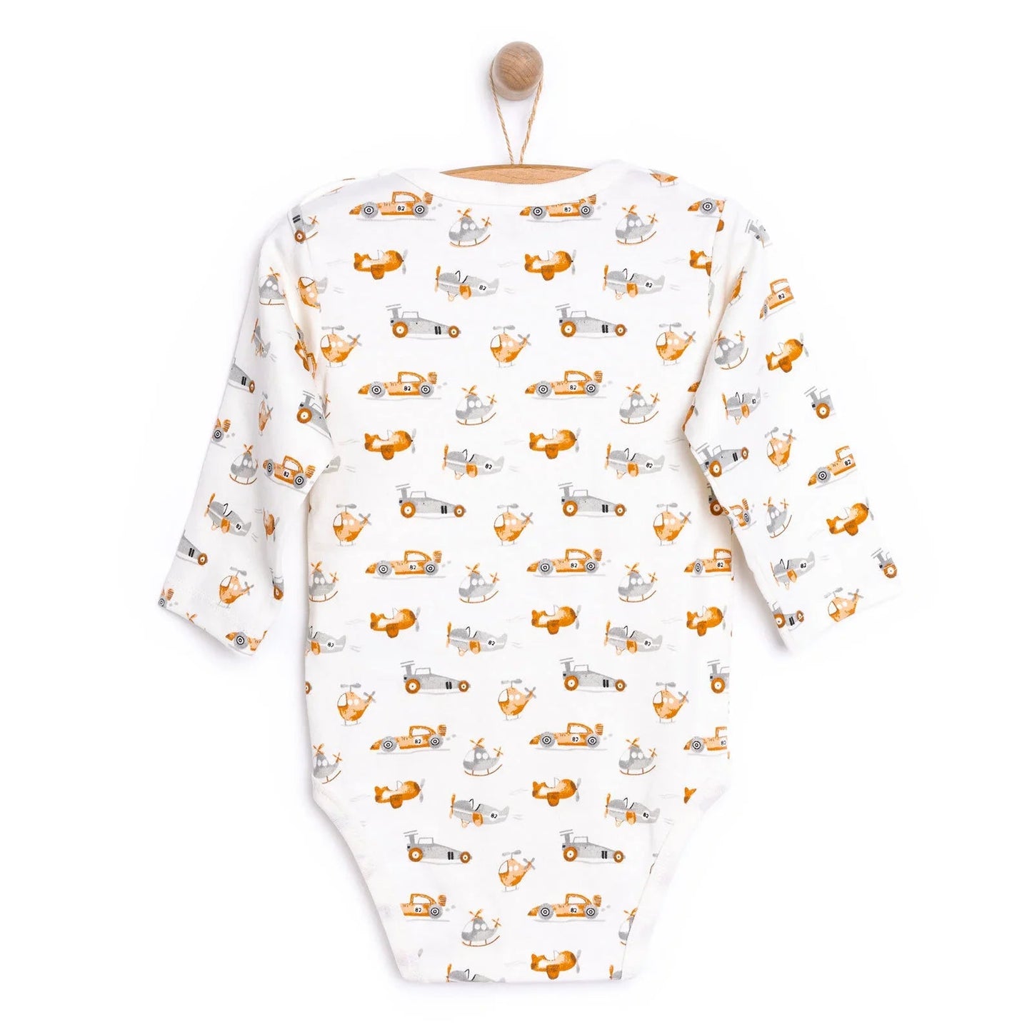 HelloBaby Boy Long Sleeve Bodysuit - Ecru - mezetto ebebek ebebek
