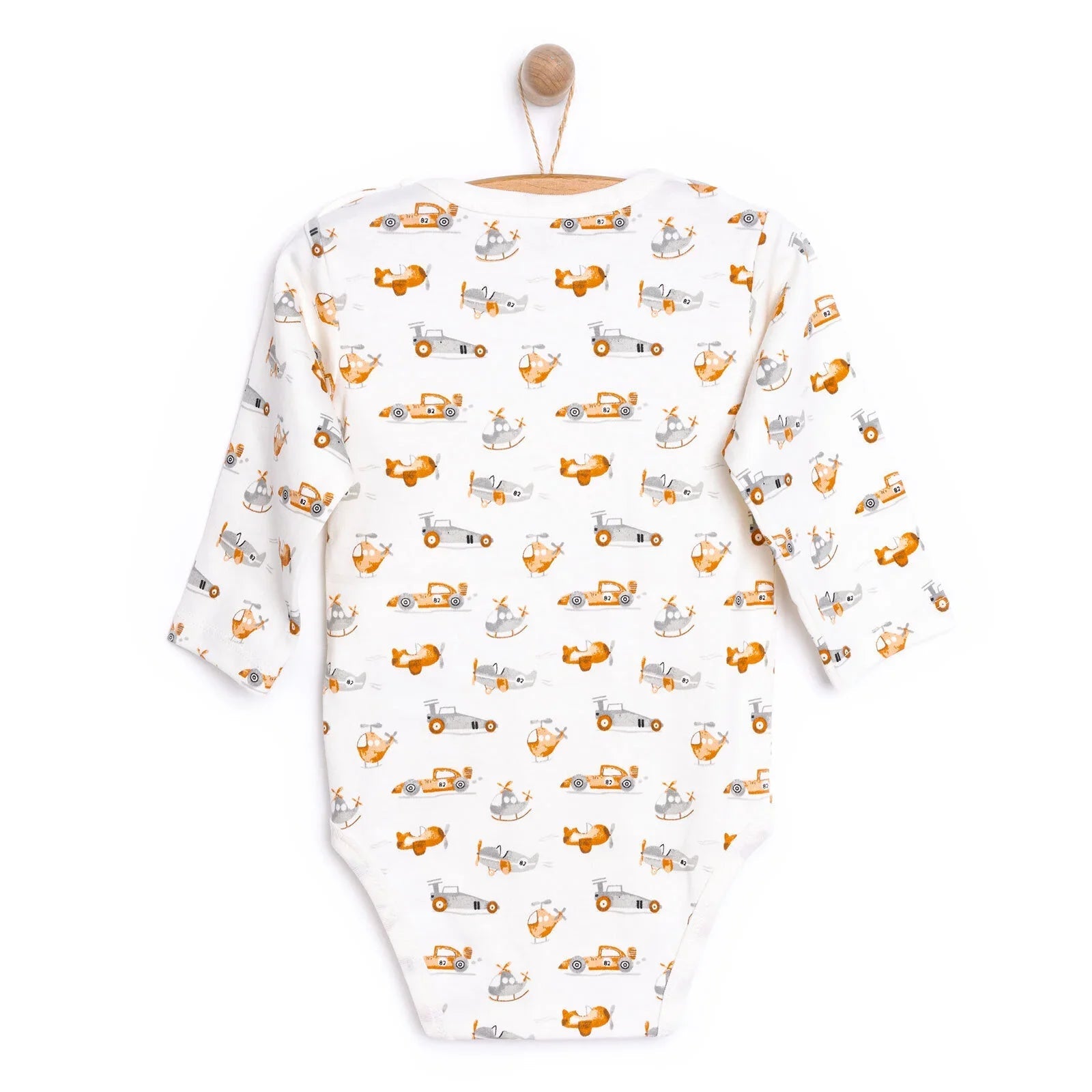 HelloBaby Boy Long Sleeve Bodysuit - Ecru - mezetto ebebek ebebek