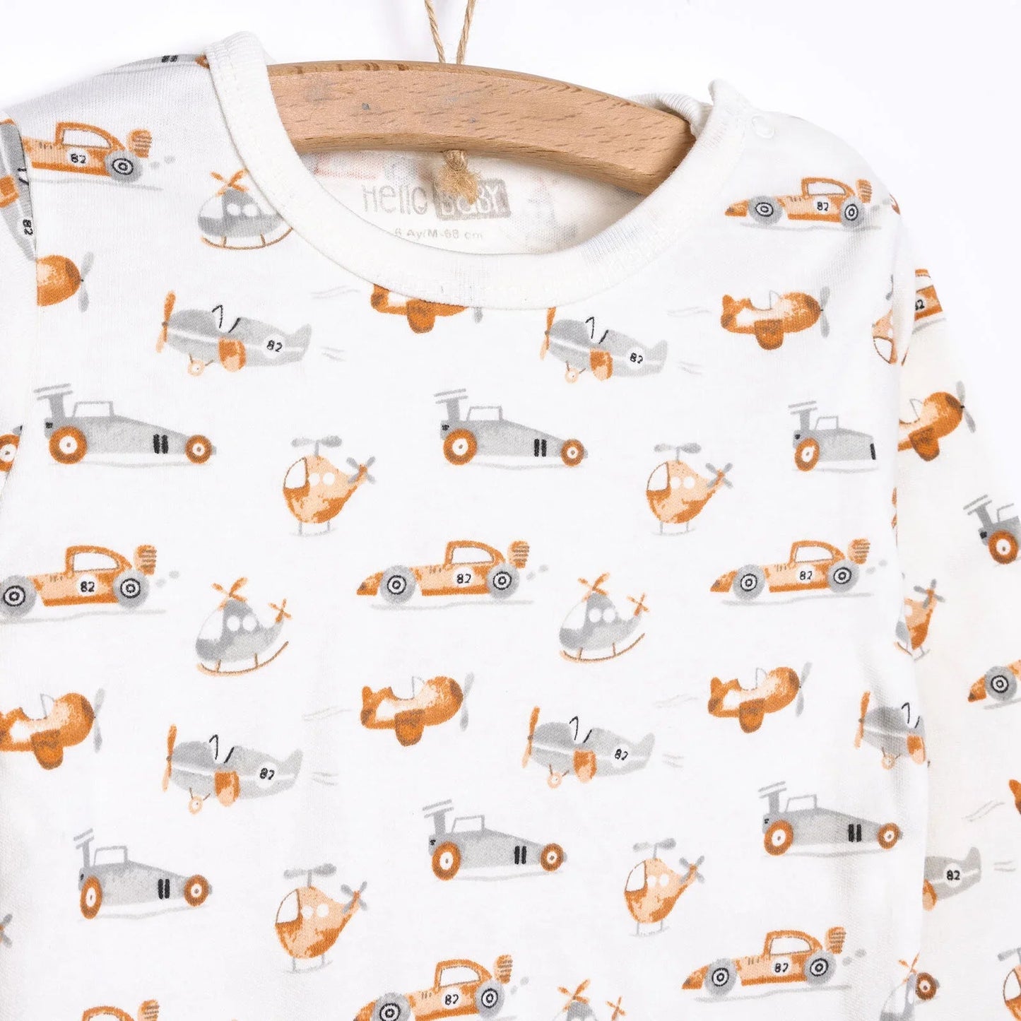 HelloBaby Boy Long Sleeve Bodysuit - Ecru - mezetto ebebek ebebek