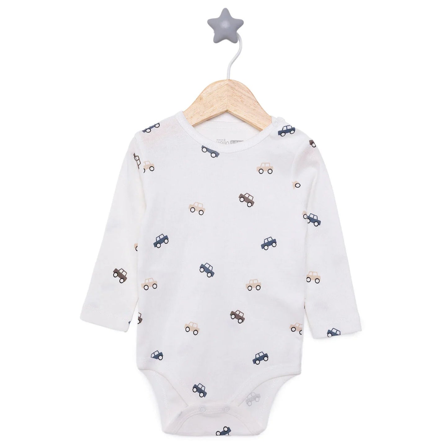 HelloBaby Boy Long Sleeve Bodysuit - Ecru - mezetto ebebek ebebek