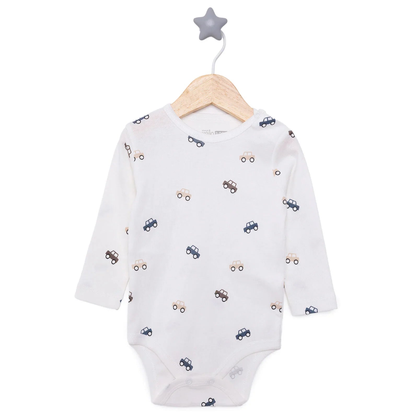 HelloBaby Boy Long Sleeve Bodysuit - Ecru - mezetto ebebek ebebek