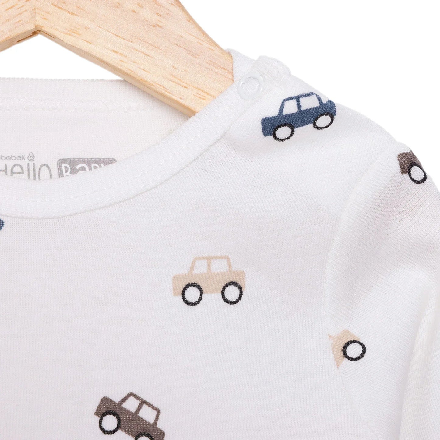HelloBaby Boy Long Sleeve Bodysuit - Ecru - mezetto ebebek ebebek