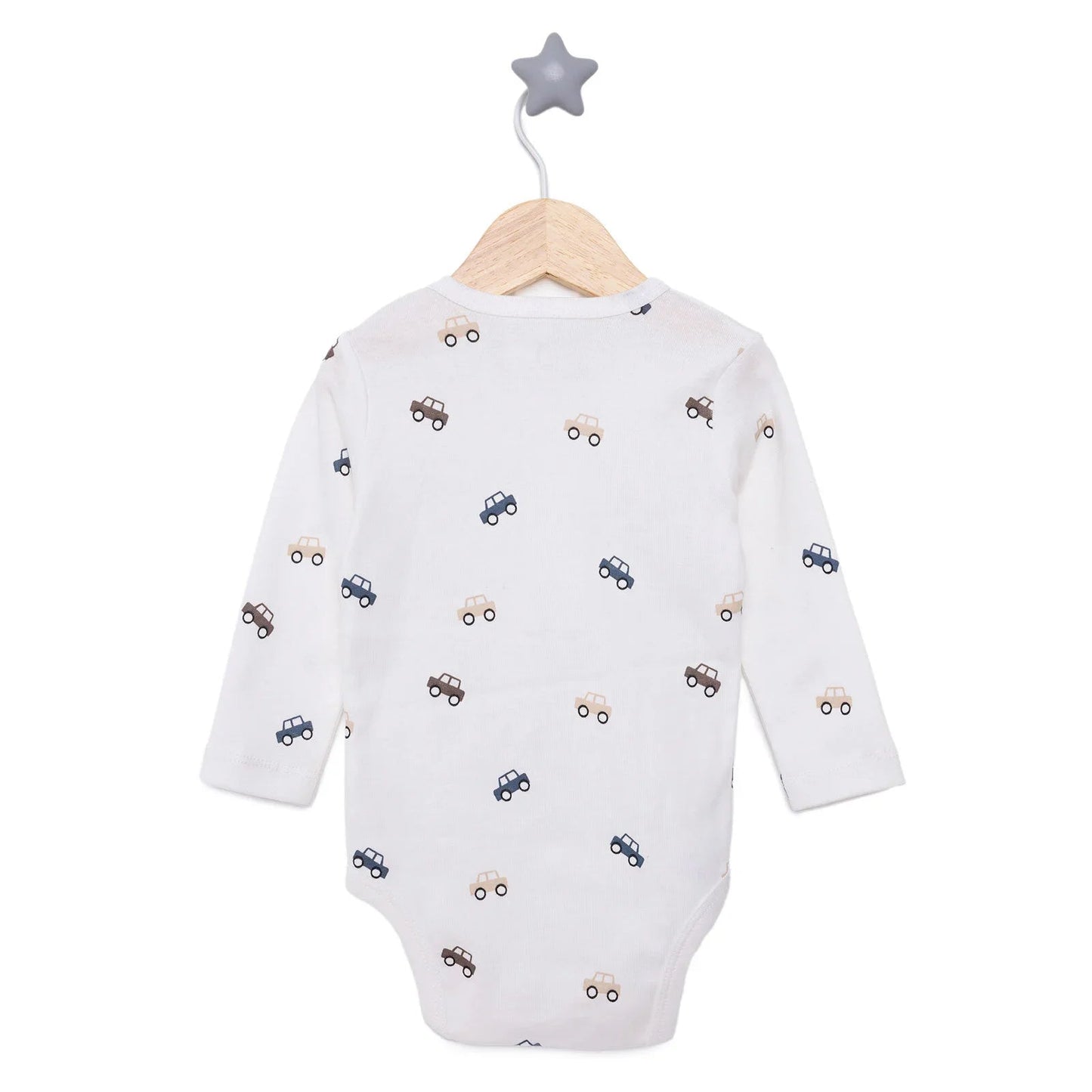 HelloBaby Boy Long Sleeve Bodysuit - Ecru - mezetto ebebek ebebek