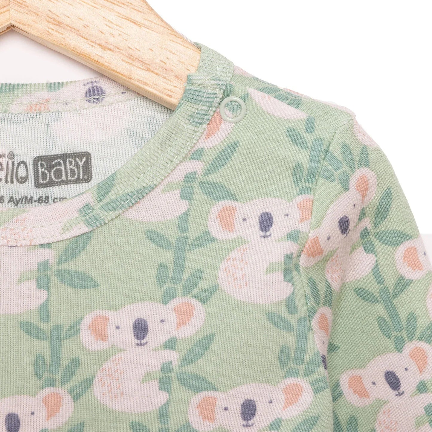 HelloBaby Boy Long Sleeve Bodysuit - Light Green - mezetto ebebek ebebek