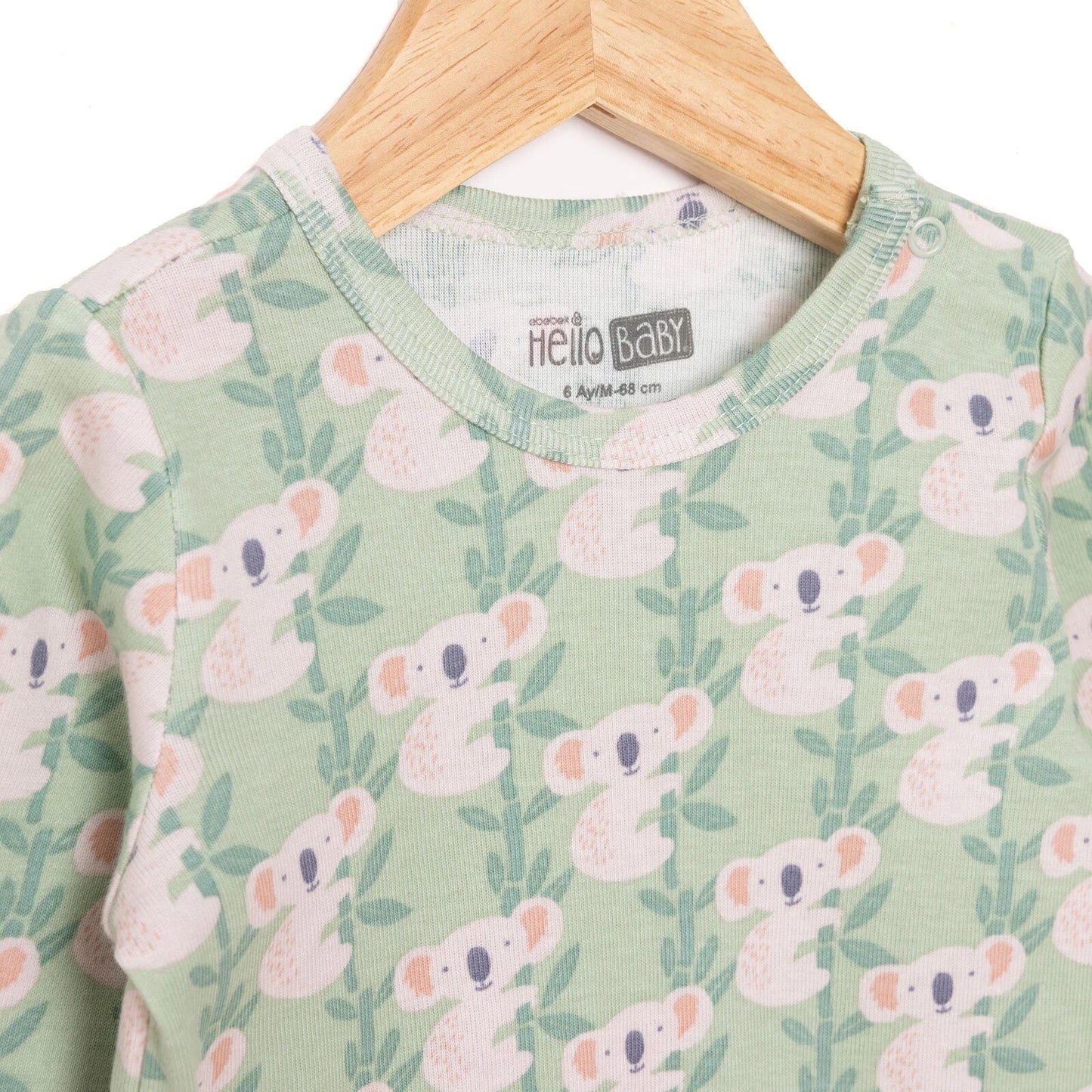 HelloBaby Boy Long Sleeve Bodysuit - Light Green - mezetto ebebek ebebek