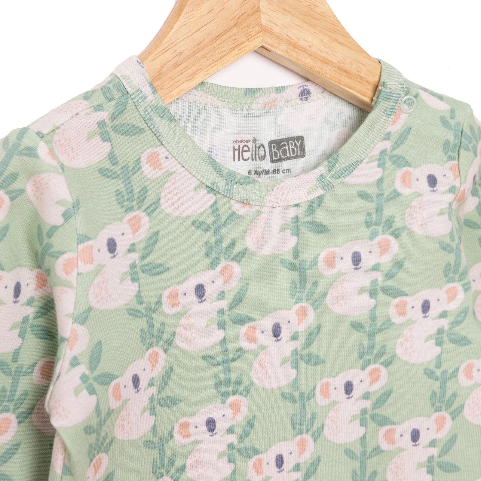 HelloBaby Boy Long Sleeve Bodysuit - Light Green - mezetto ebebek ebebek