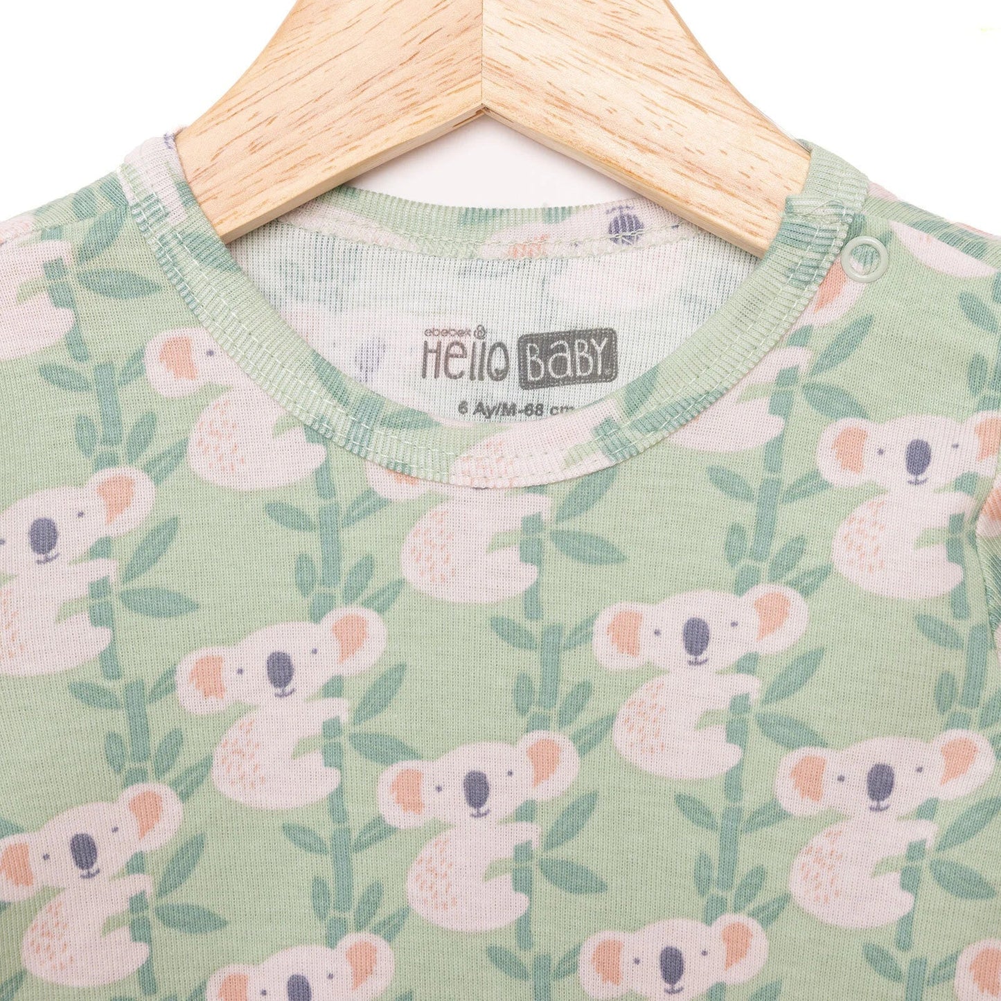 HelloBaby Boy Long Sleeve Bodysuit - Light Green - mezetto ebebek ebebek
