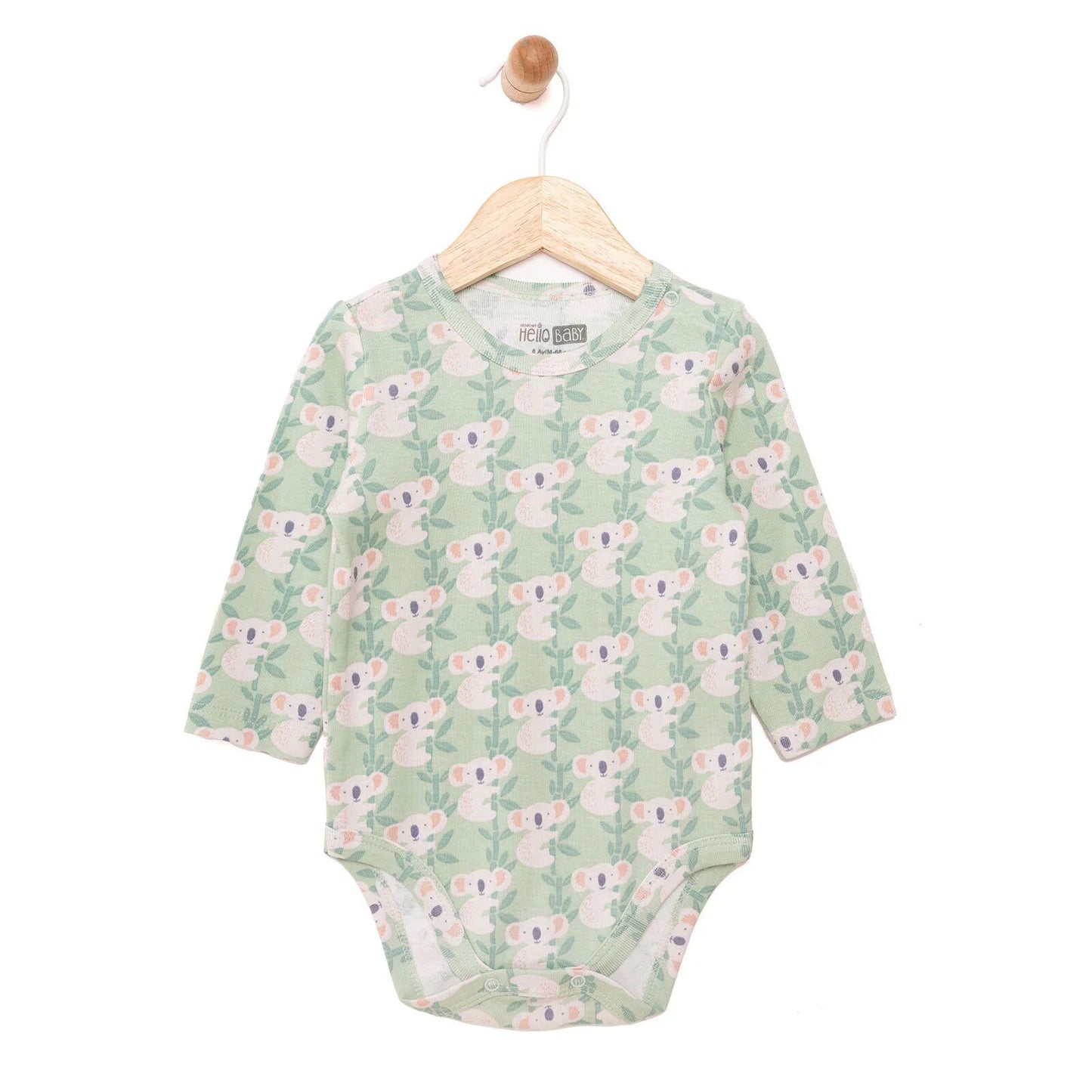 HelloBaby Boy Long Sleeve Bodysuit - Light Green - mezetto ebebek ebebek