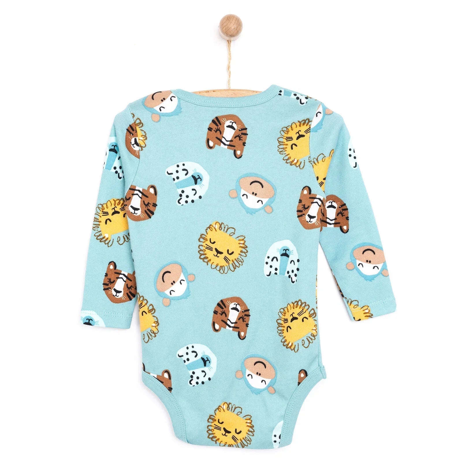 HelloBaby Boy Long Sleeve Bodysuit - Petrol Green - mezetto ebebek ebebek