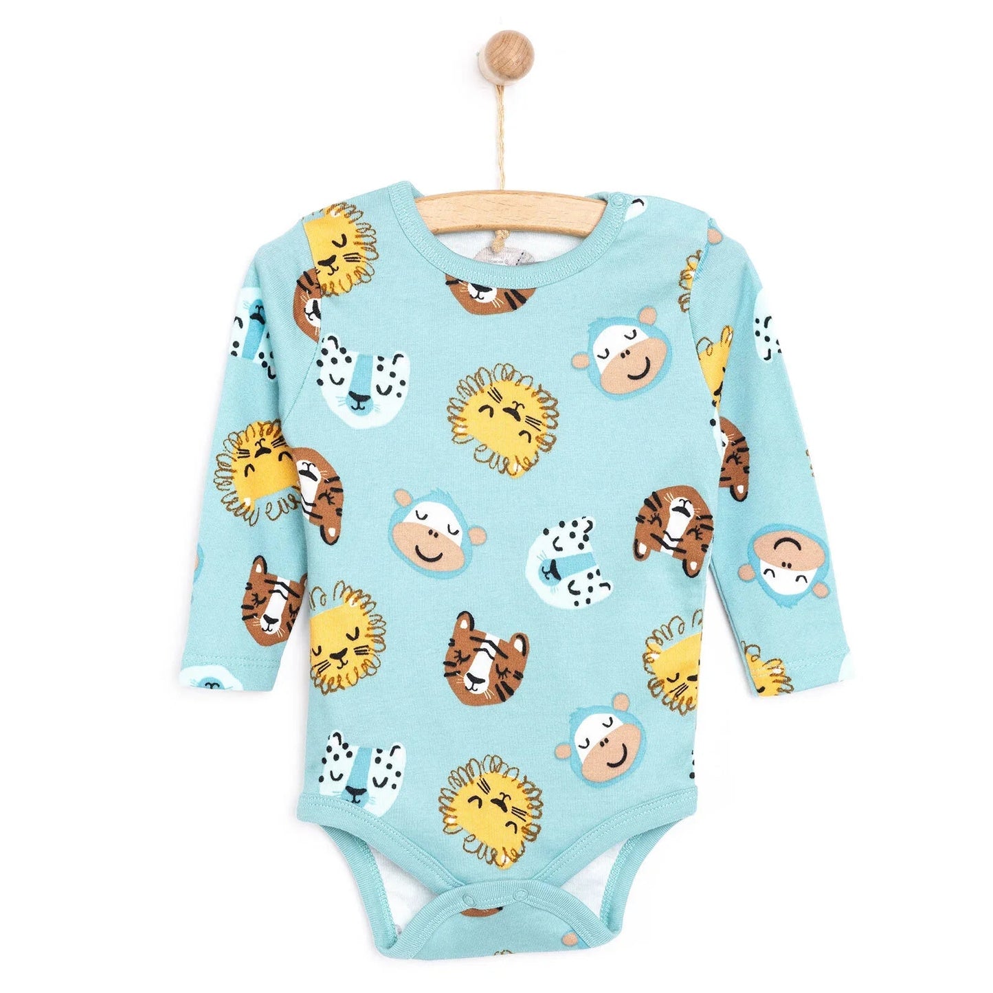 HelloBaby Boy Long Sleeve Bodysuit - Petrol Green - mezetto ebebek ebebek