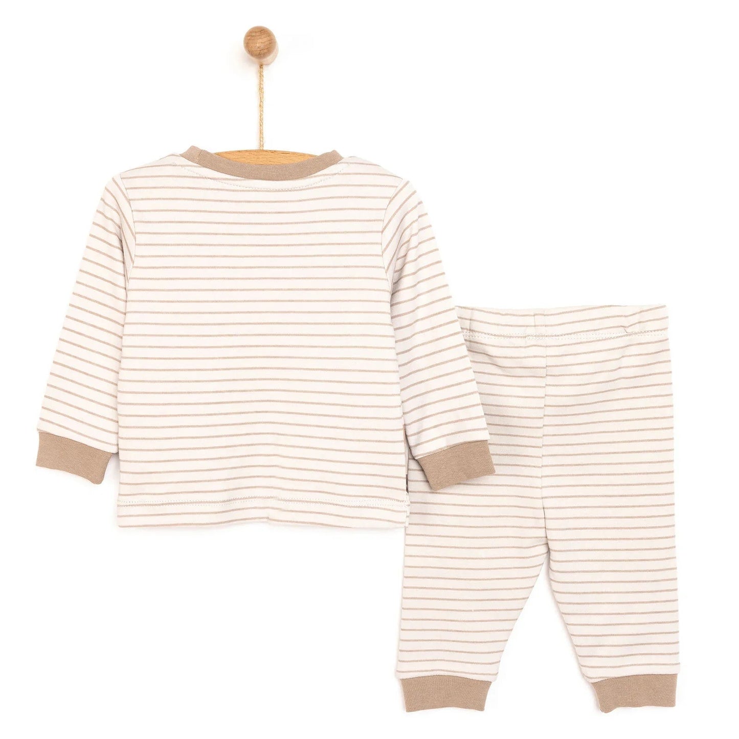 HelloBaby Boy Long Sleeve Pyjamas Set - Beige - mezetto ebebek ebebek
