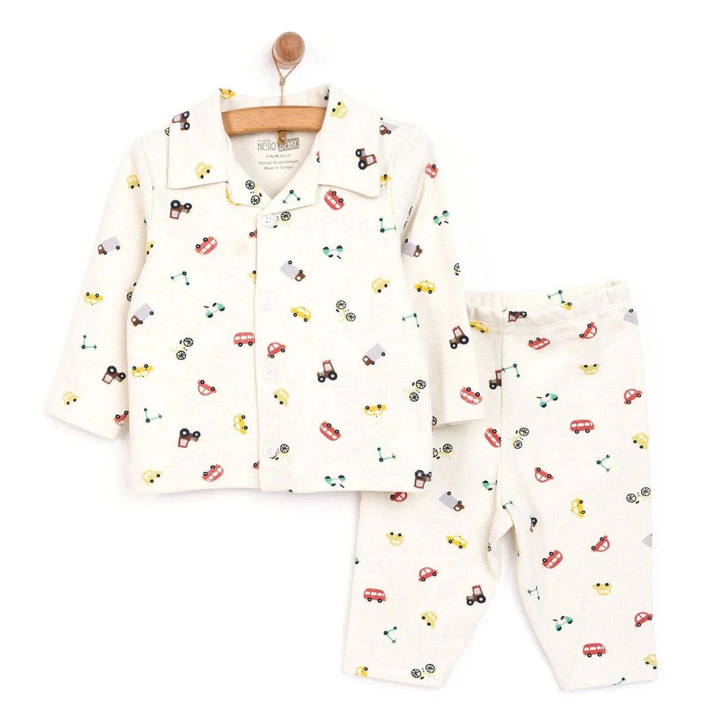 HelloBaby Boy Long Sleeve Pyjamas Set - Ecru - mezetto ebebek ebebek