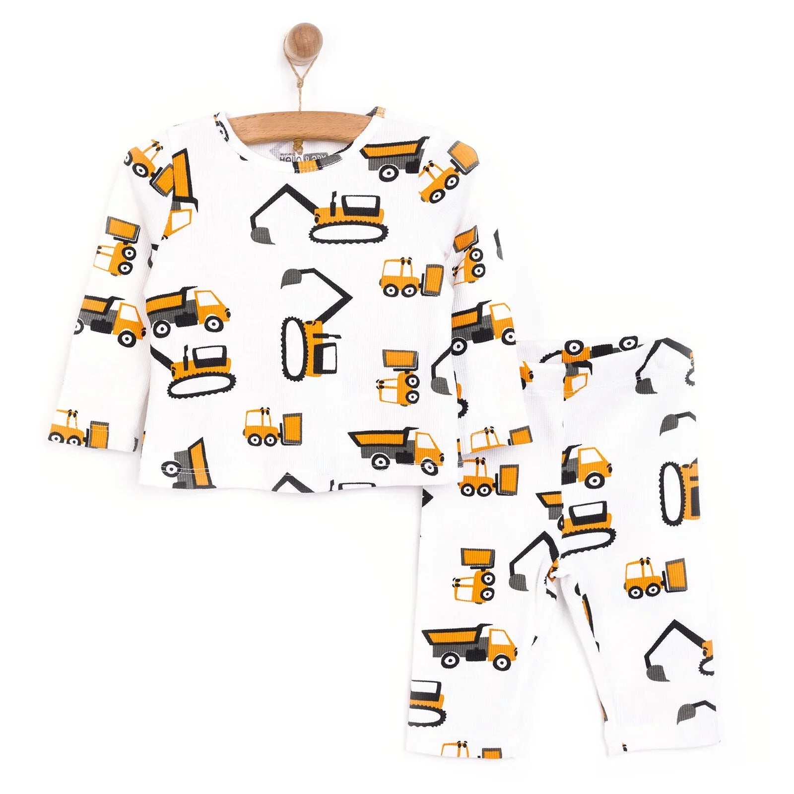HelloBaby Boy Long Sleeve Pyjamas Set - Ecru - mezetto ebebek ebebek