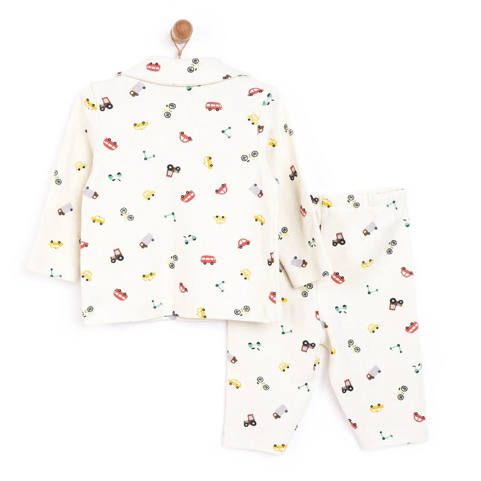 HelloBaby Boy Long Sleeve Pyjamas Set - Ecru - mezetto ebebek ebebek