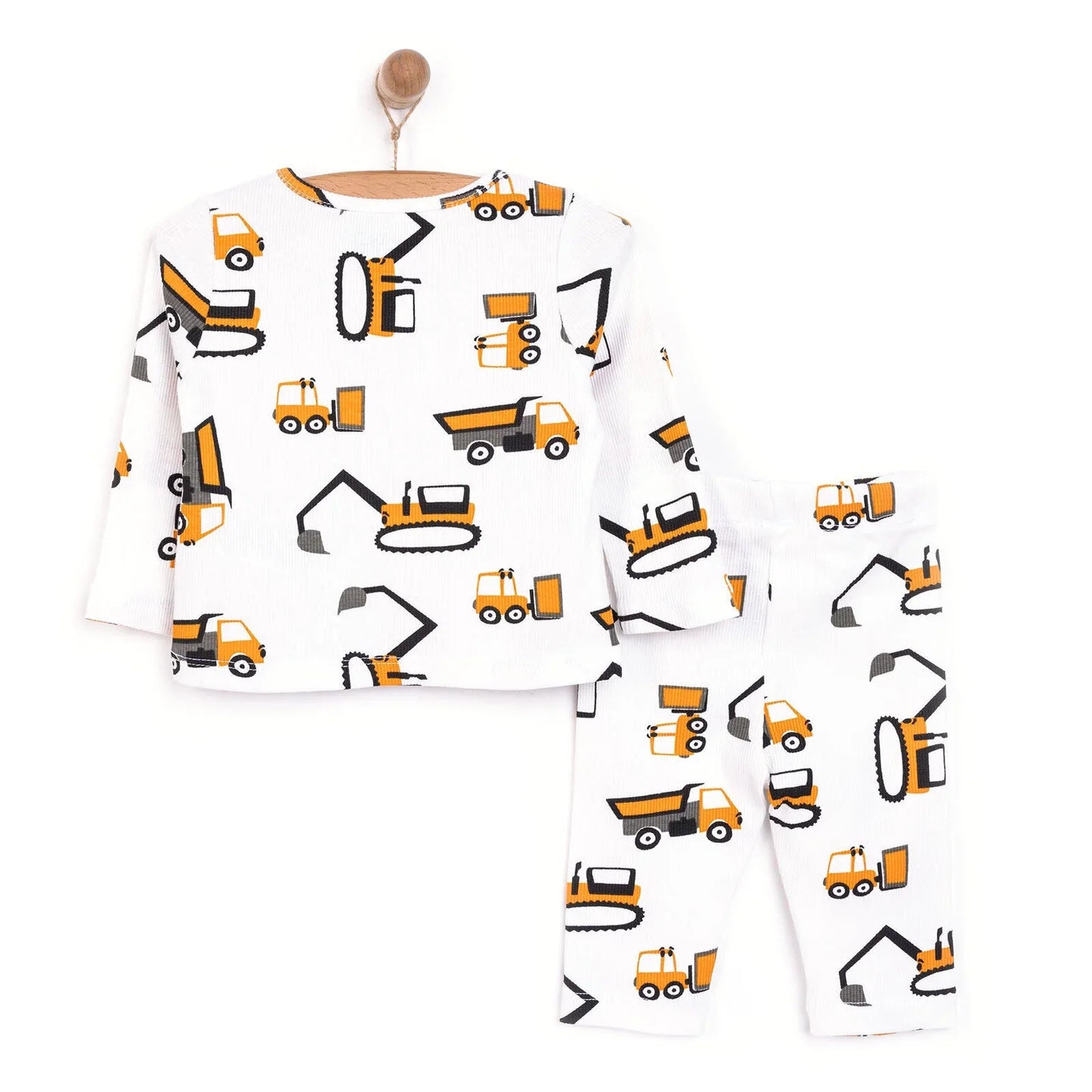 HelloBaby Boy Long Sleeve Pyjamas Set - Ecru - mezetto ebebek ebebek