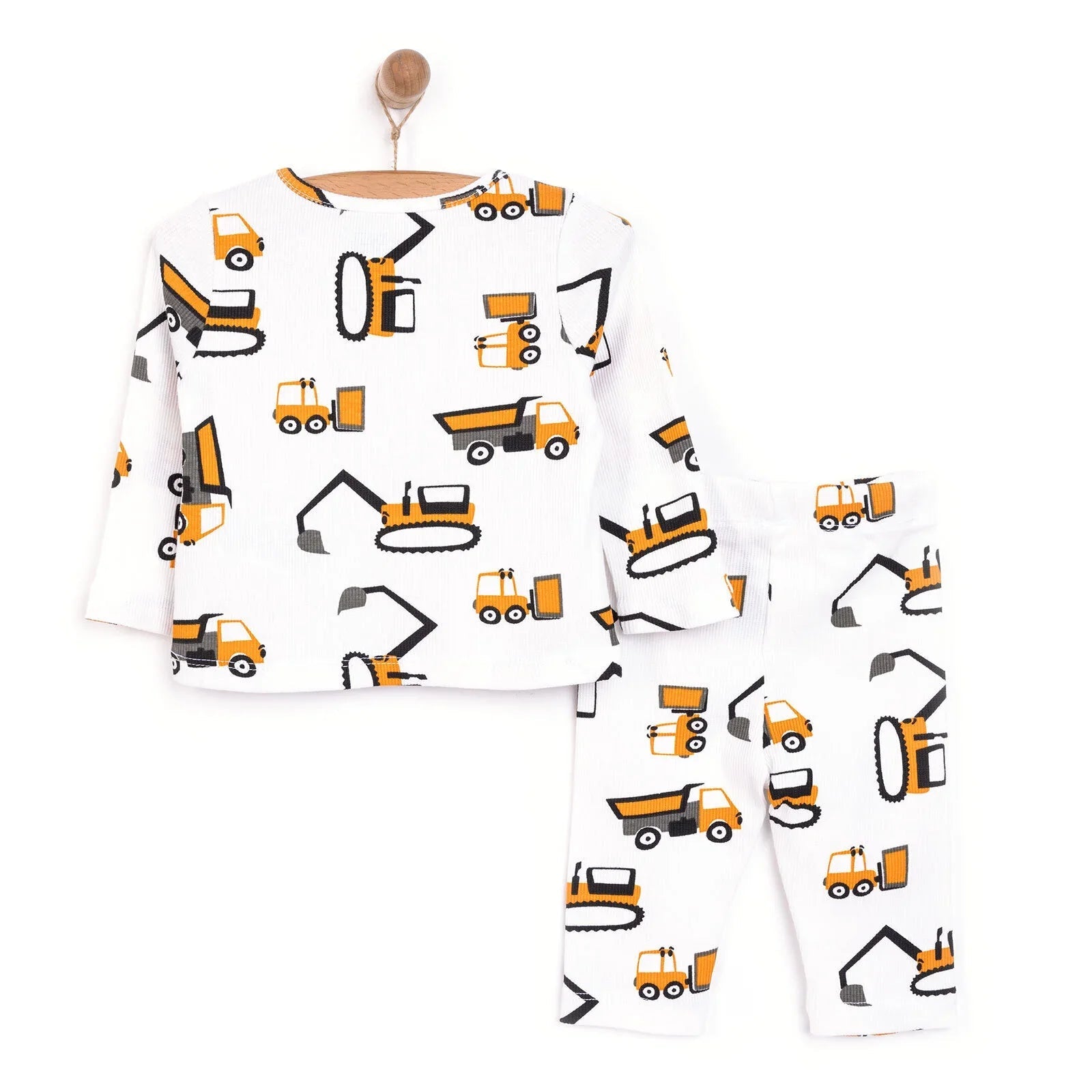 HelloBaby Boy Long Sleeve Pyjamas Set - Ecru - mezetto ebebek ebebek