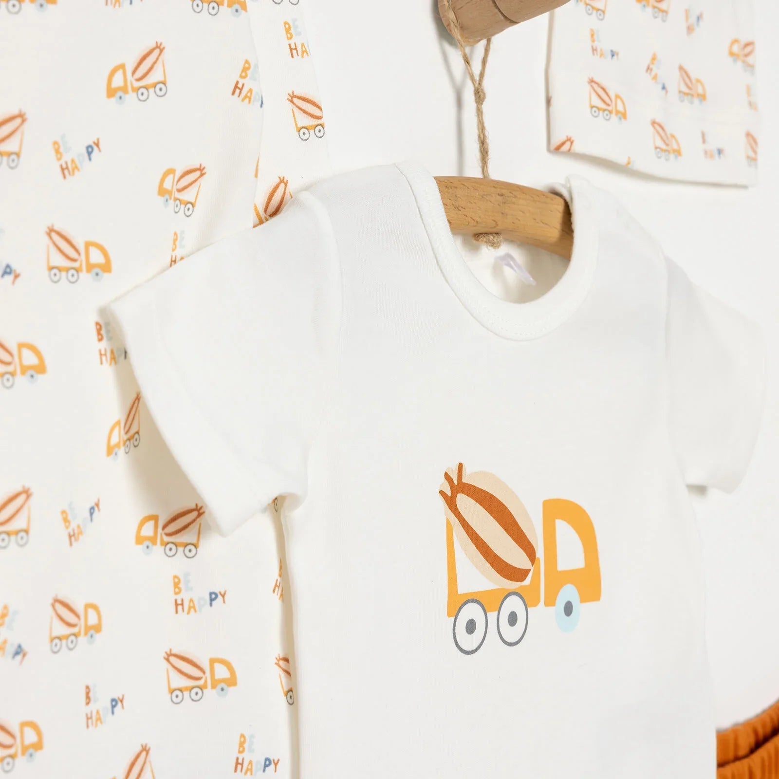 HelloBaby Boy Newborn Set 4 pcs - Dark Orange - mezetto ebebek ebebek