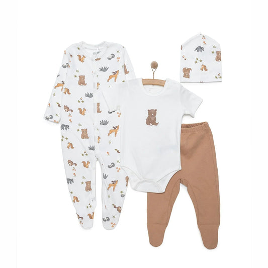 HelloBaby Boy Newborn Set 4 pcs - Ecru - mezetto ebebek ebebek
