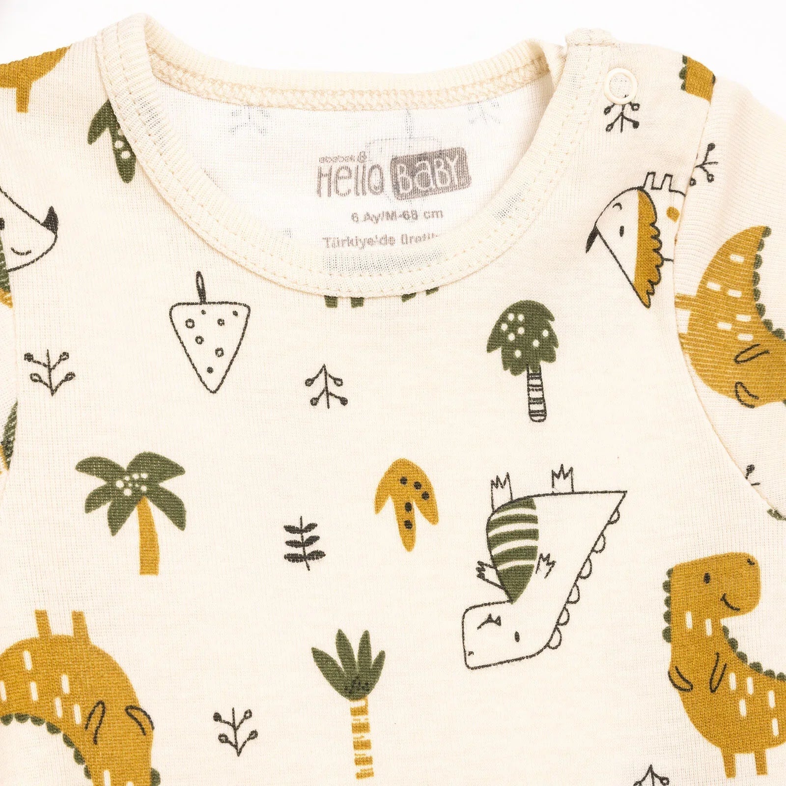 HelloBaby Boy Short Sleeve Bodysuit 2 pcs - Khaki - mezetto ebebek ebebek
