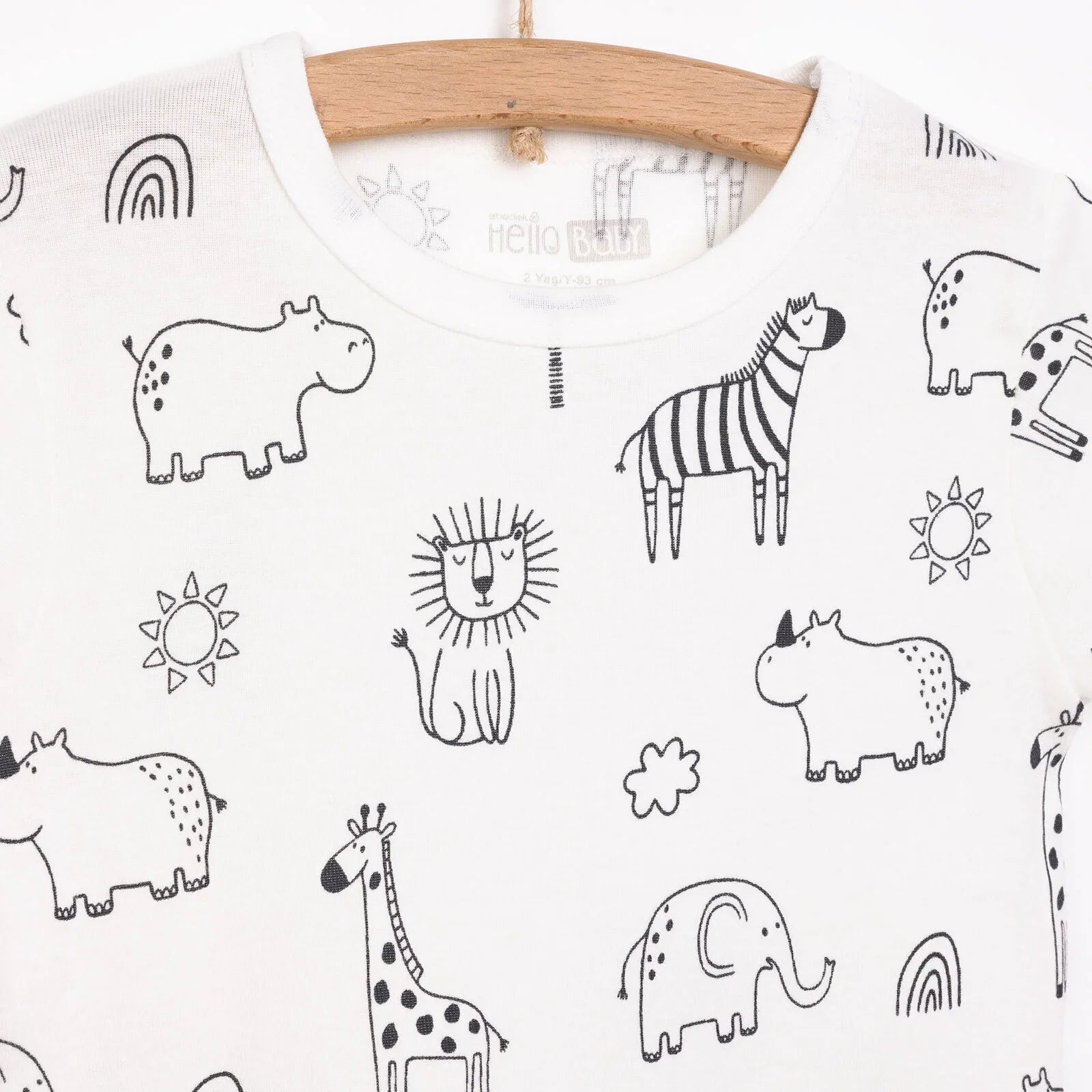 HelloBaby Boy Short Sleeve Bodysuit - Ecru - mezetto ebebek ebebek