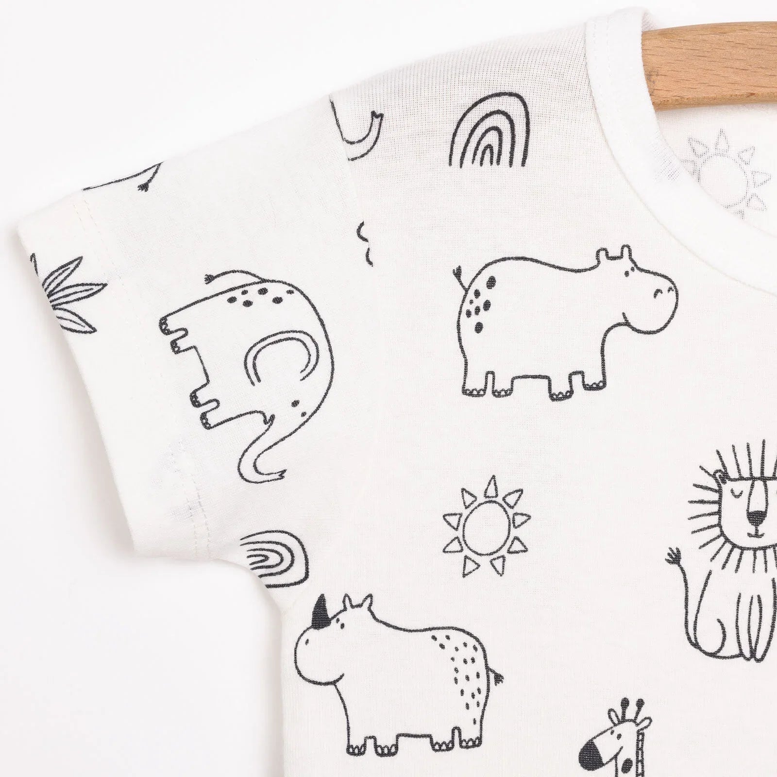HelloBaby Boy Short Sleeve Bodysuit - Ecru - mezetto ebebek ebebek