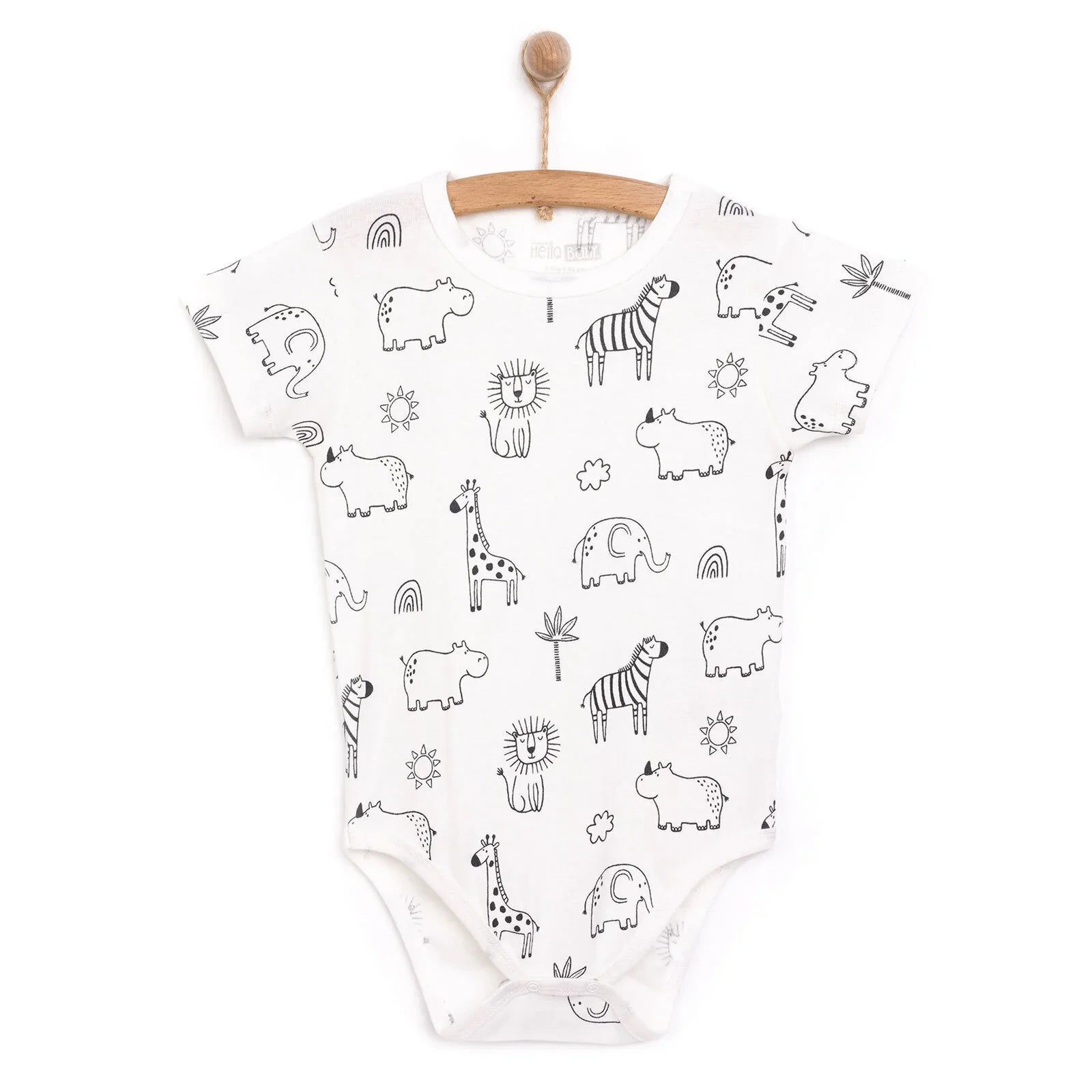 HelloBaby Boy Short Sleeve Bodysuit - Ecru - mezetto ebebek ebebek