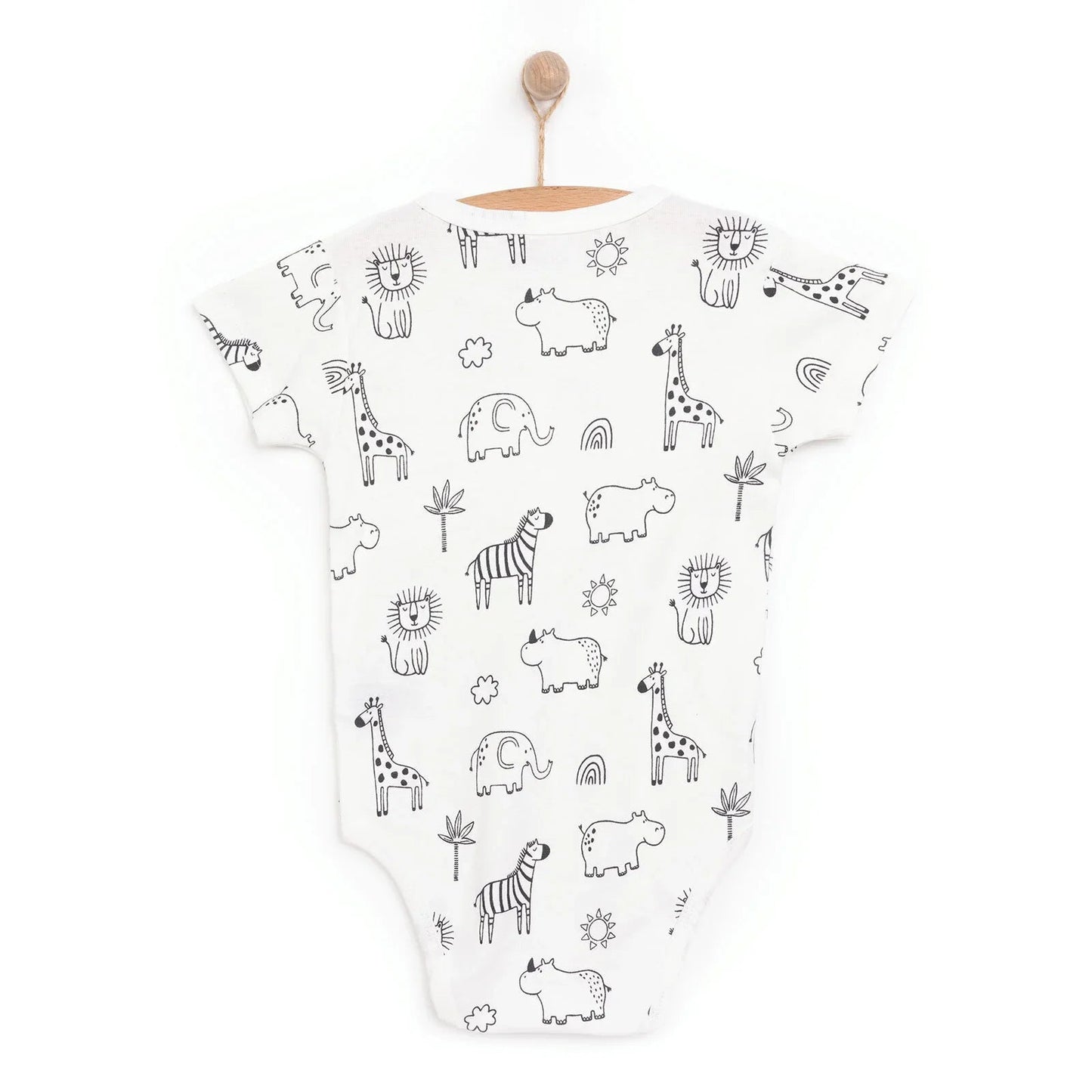 HelloBaby Boy Short Sleeve Bodysuit - Ecru - mezetto ebebek ebebek