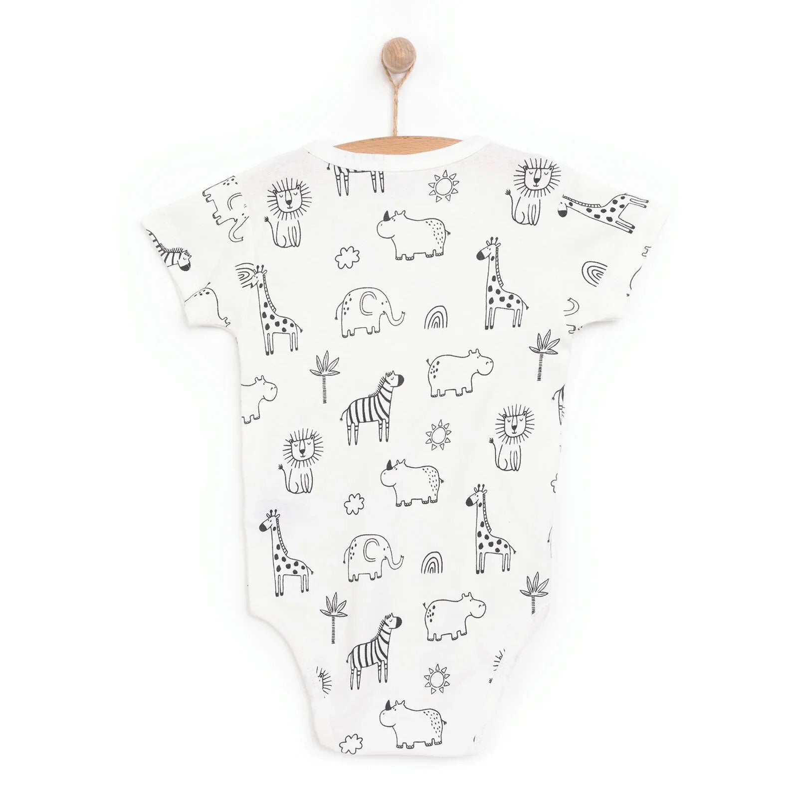 HelloBaby Boy Short Sleeve Bodysuit - Ecru - mezetto ebebek ebebek