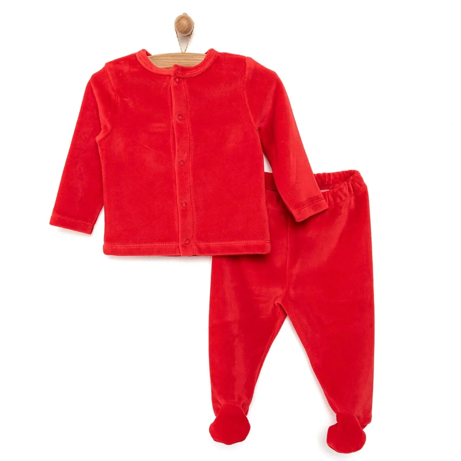HelloBaby Cardigan - Footed Bottom - Red - mezetto ebebek ebebek
