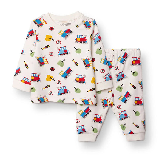 HelloBaby Christmas Baby Boy Long Sleeve Pyjamas Set - Ecru - mezetto ebebek ebebek