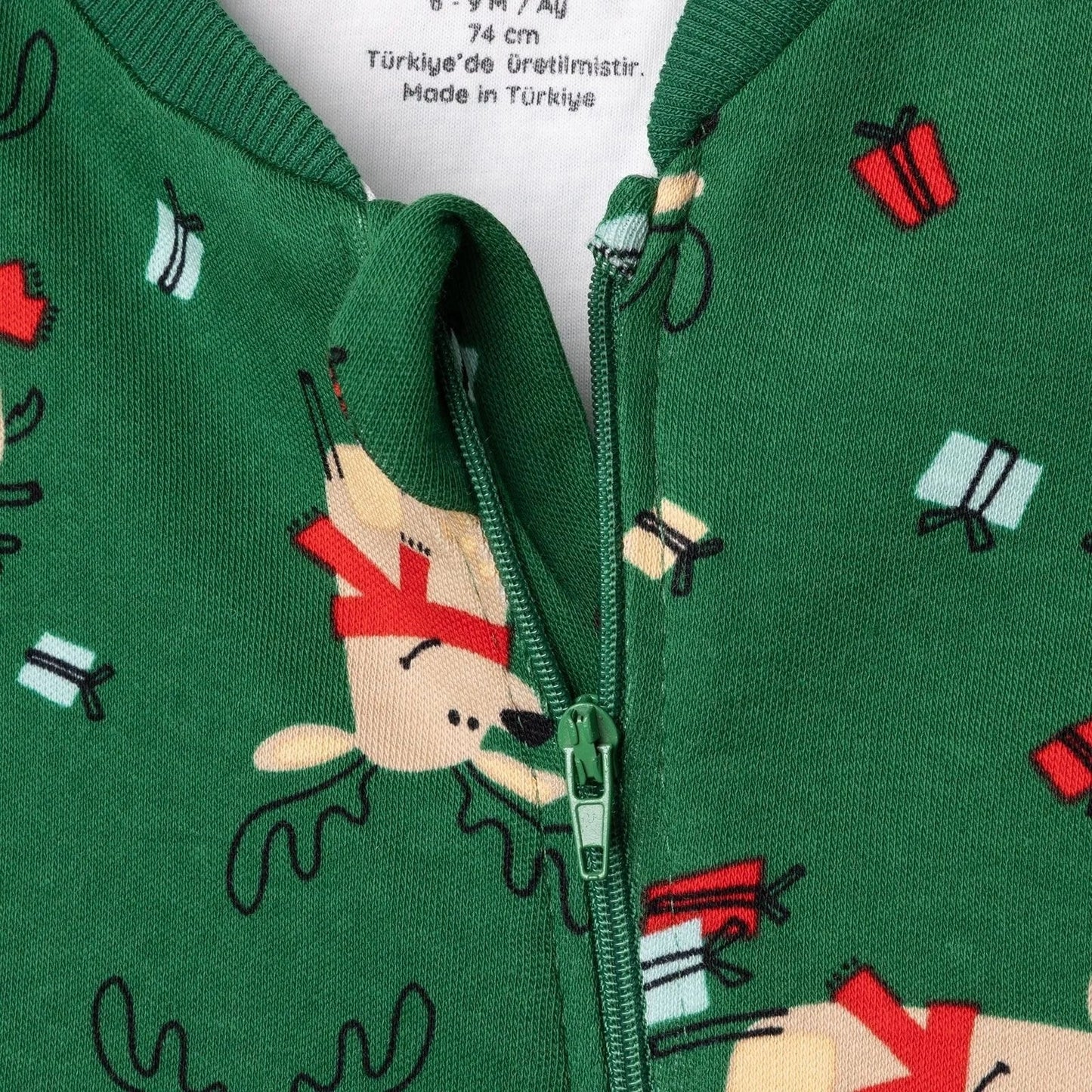 HelloBaby Christmas Baby Boy Sleepsuit - Dark Green - mezetto ebebek ebebek