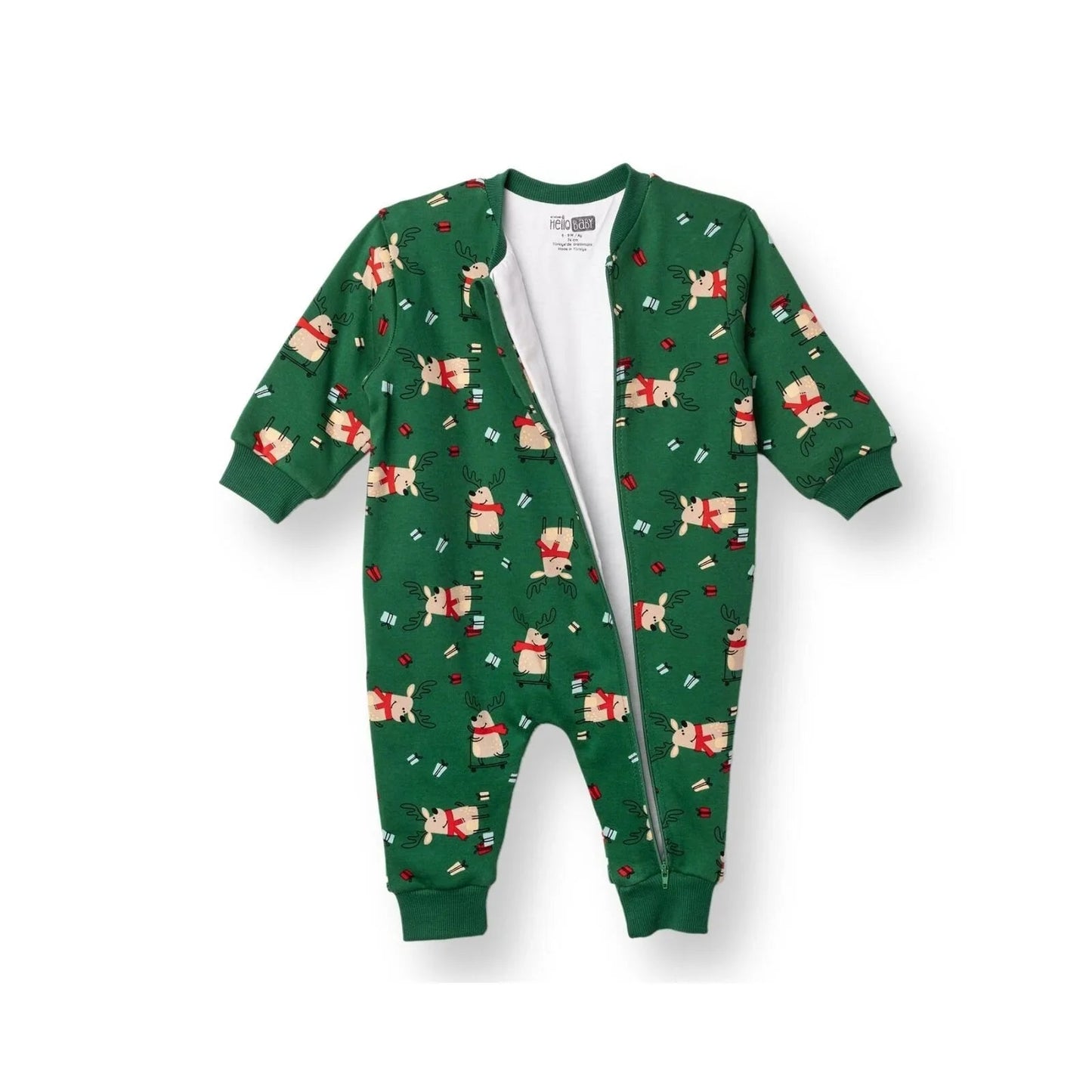 HelloBaby Christmas Baby Boy Sleepsuit - Dark Green - mezetto ebebek ebebek