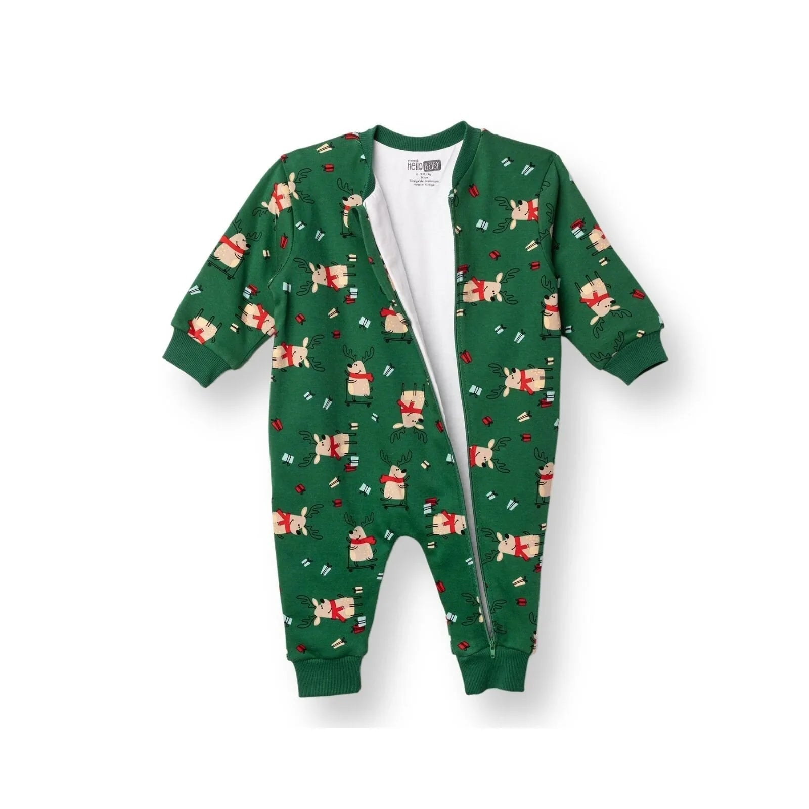 HelloBaby Christmas Baby Boy Sleepsuit - Dark Green - mezetto ebebek ebebek