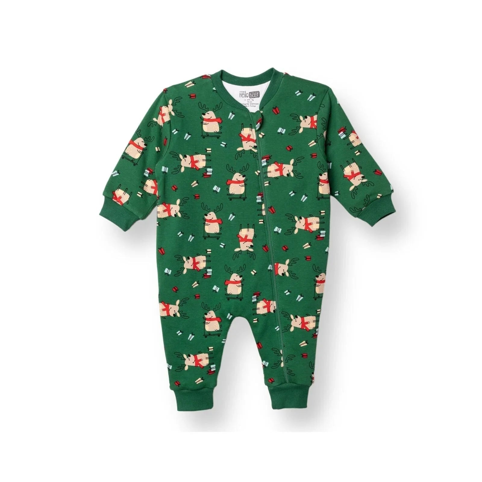 HelloBaby Christmas Baby Boy Sleepsuit - Dark Green - mezetto ebebek ebebek