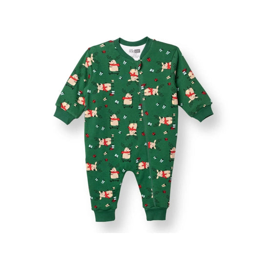 HelloBaby Christmas Baby Boy Sleepsuit - Dark Green - mezetto ebebek ebebek